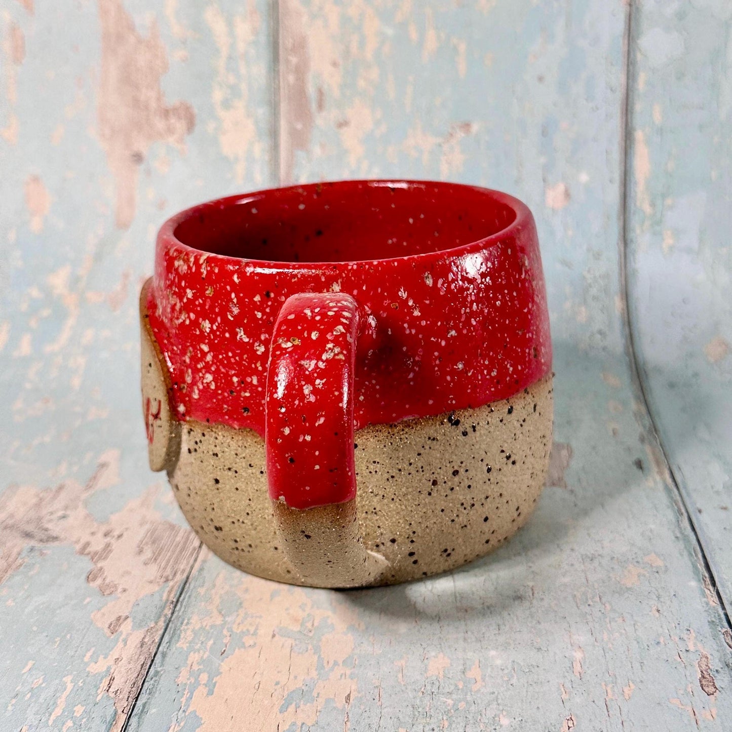 Red Christmas Hohoho Mug, Handmade Ceramic Cup - Father Christmas Santa