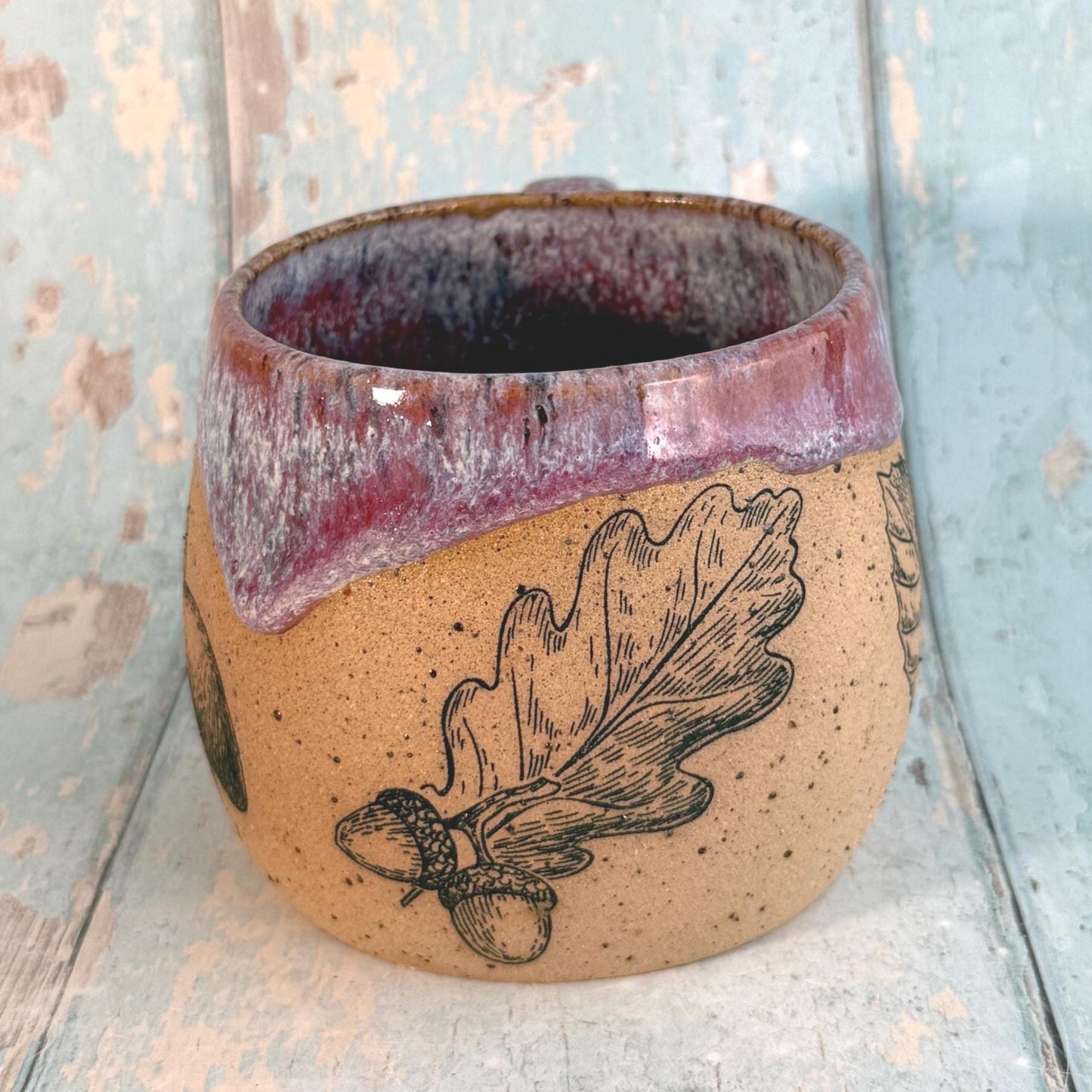 Purple Autumn Fall Mug, Large Ceramic Cup