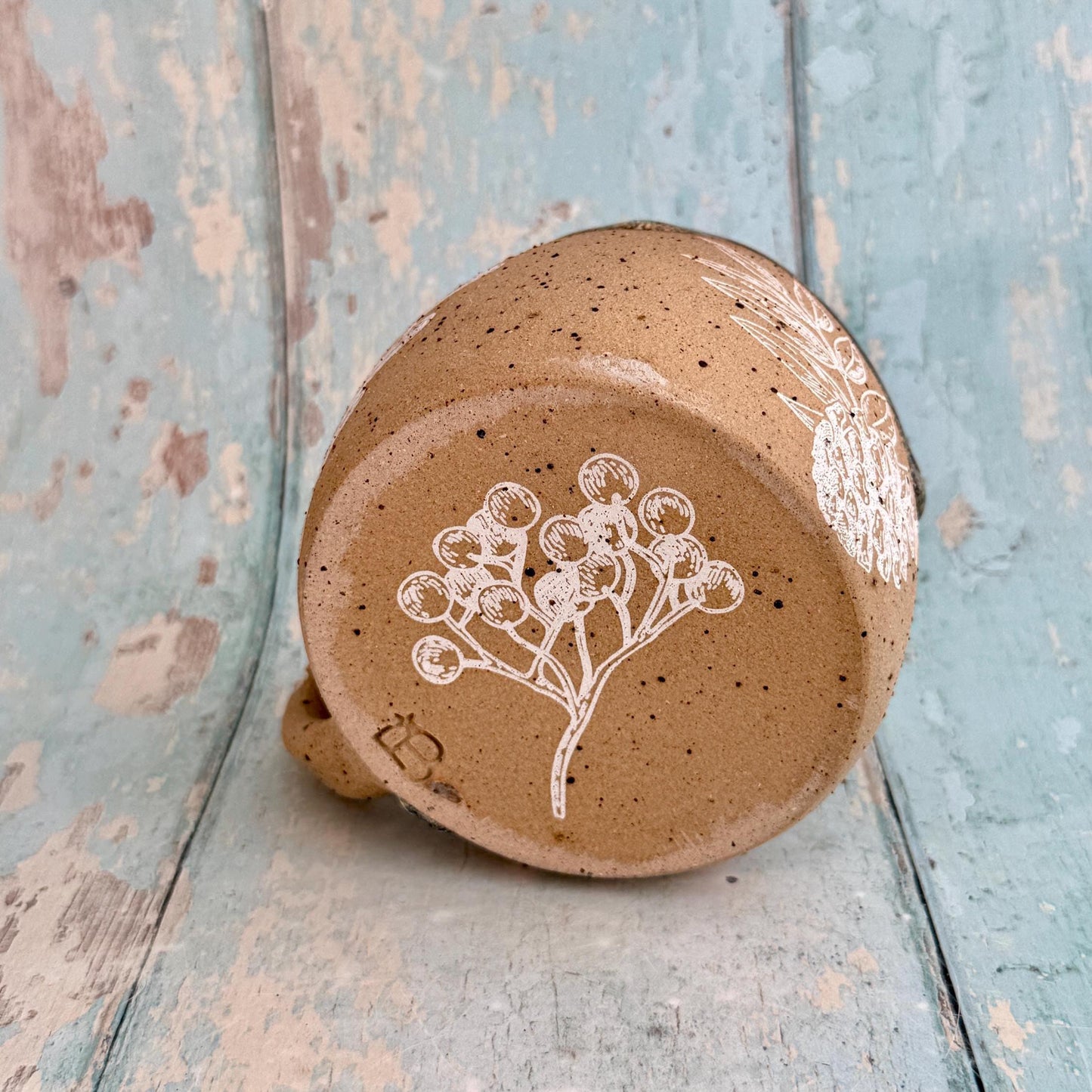 Blue Autumn Fall Mug, Large Ceramic Cup