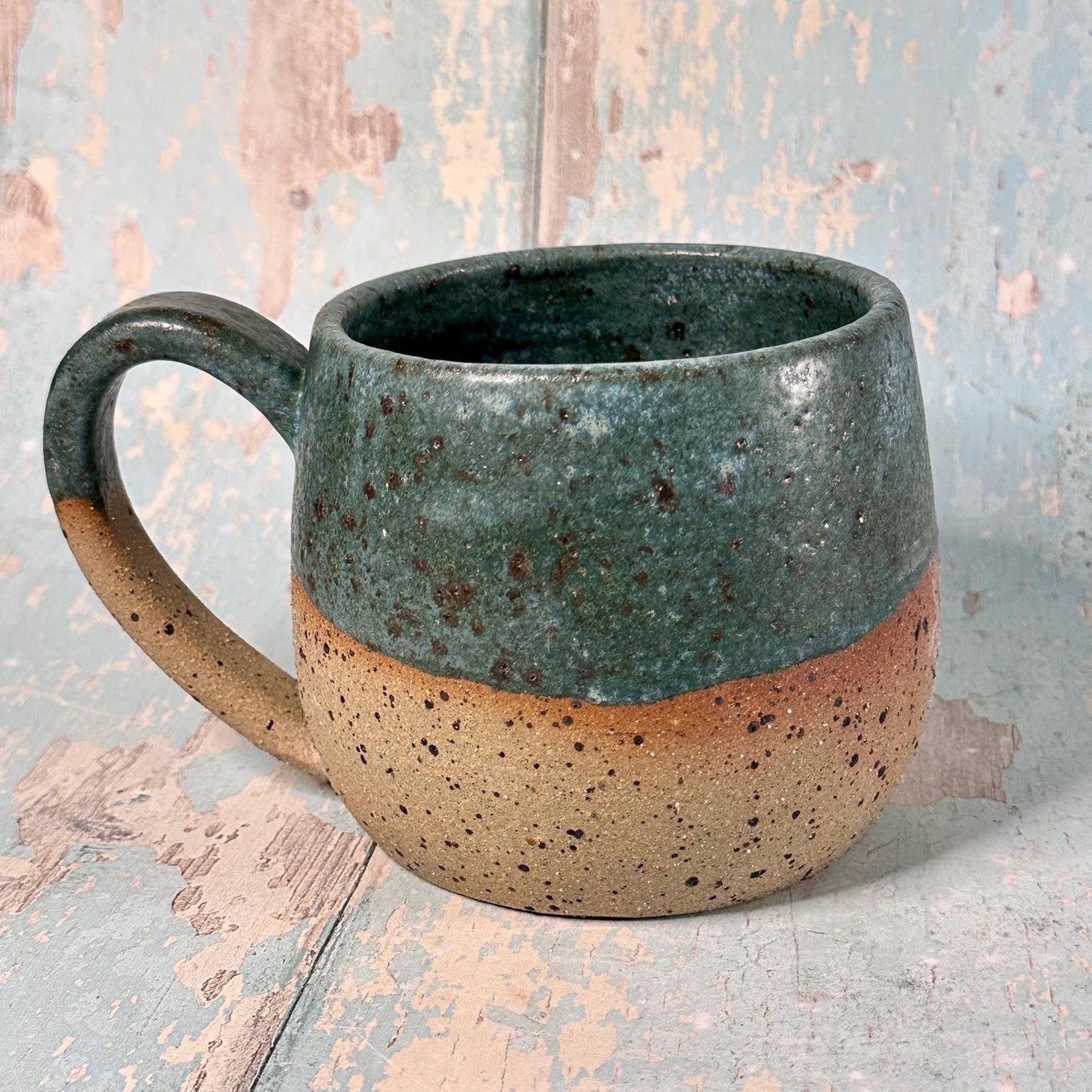 Green Christmas Hohoho Mug, Handmade Ceramic Cup - Father Christmas Santa