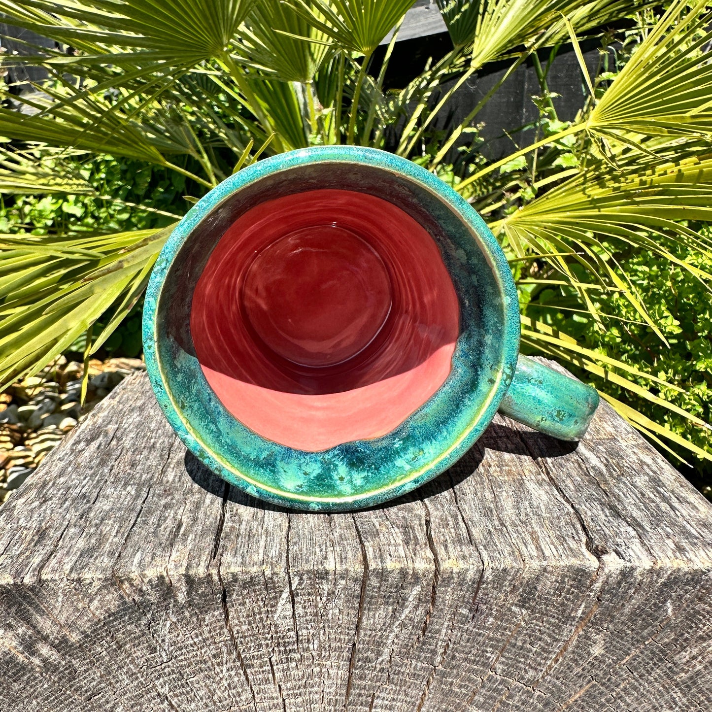 Ceramic Watermelon Mug, Large Pink and Green Cup