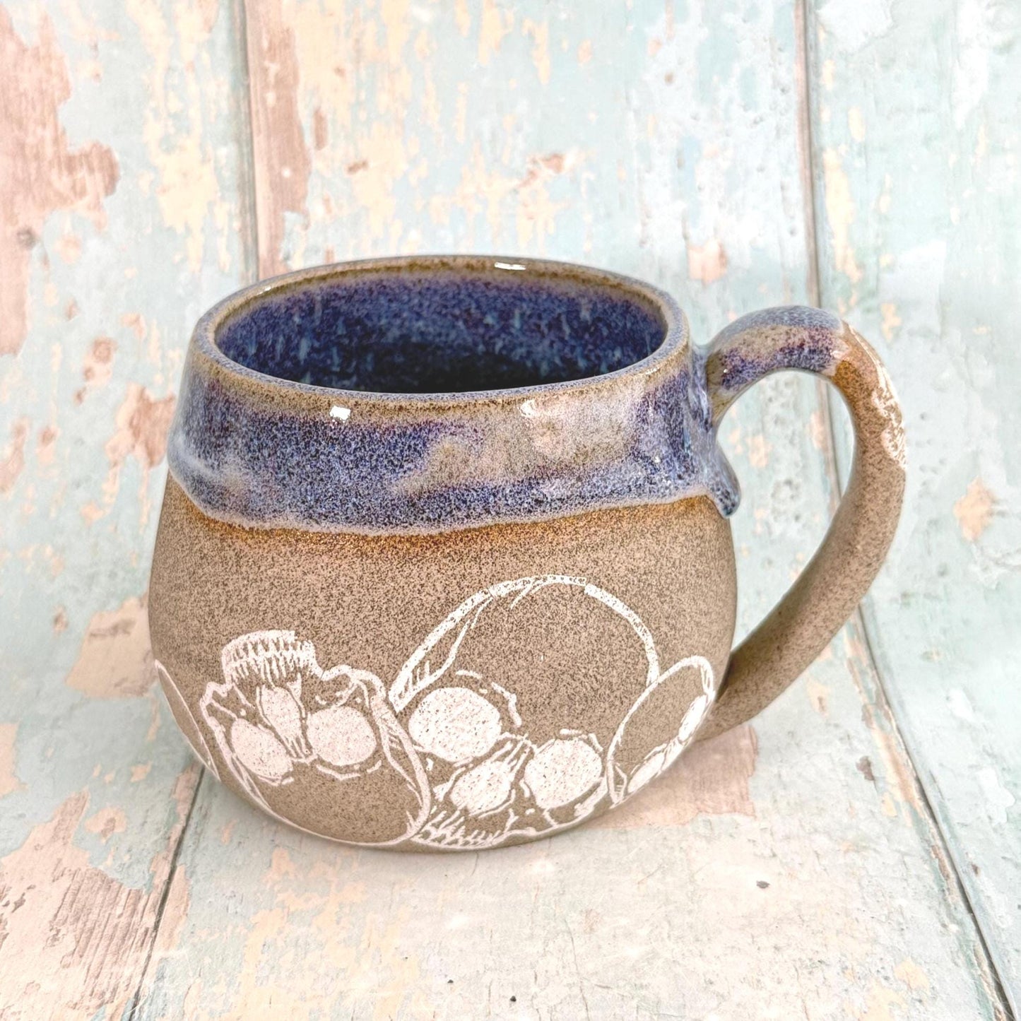 Purple Skull Mug, Handmade Ceramic Cup
