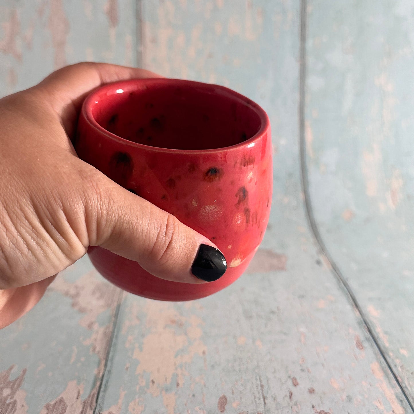 Handmade Ceramic Wine Cup, Coral Pink Tumbler
