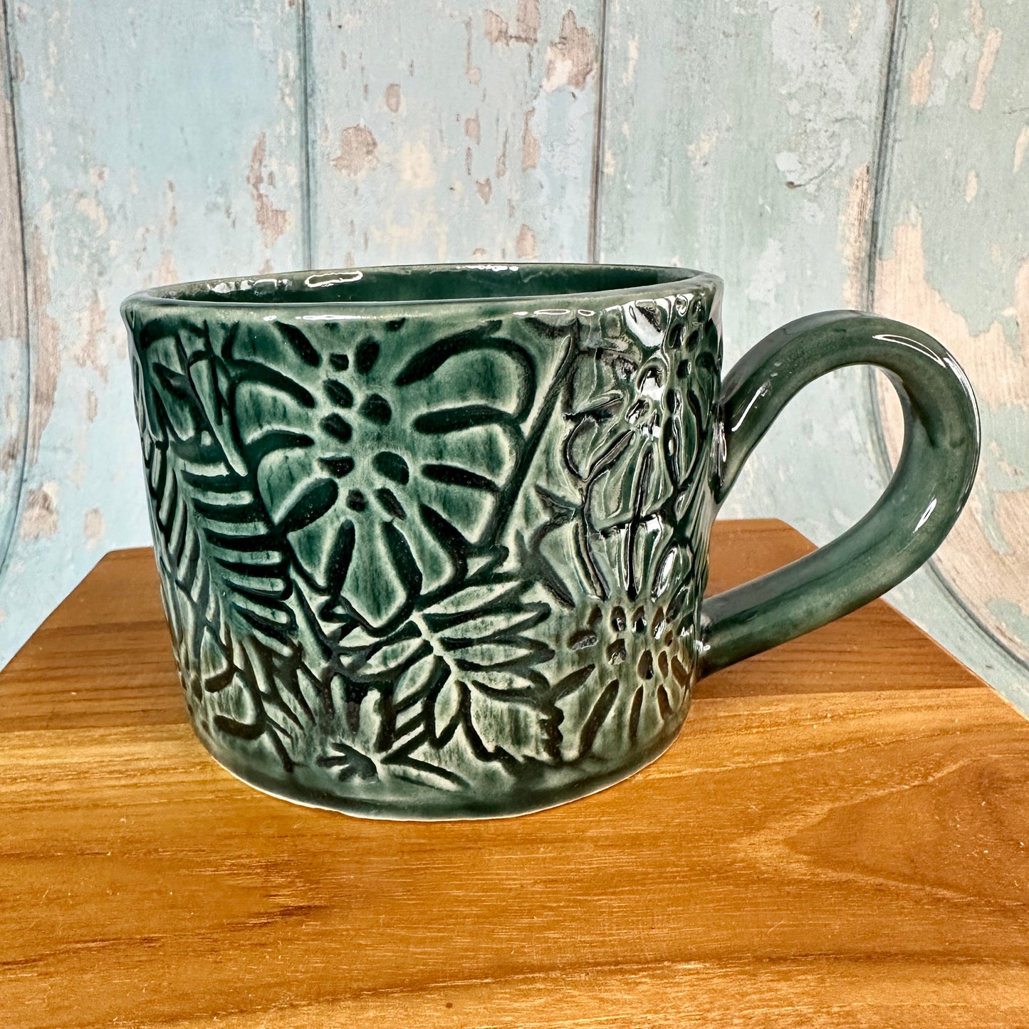 Monstera Leaf Mug, Large Green Ceramic