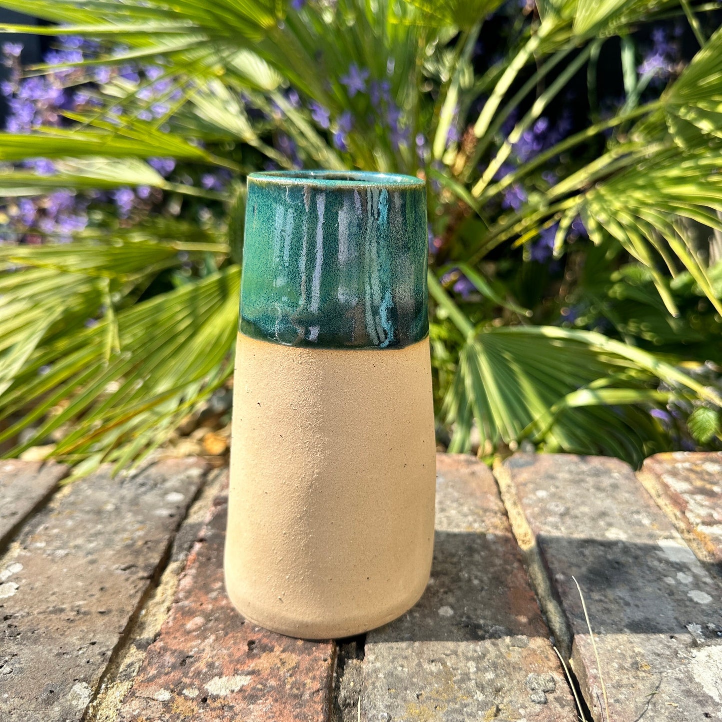 Green Ceramic Vase, Handmade Modern Pottery