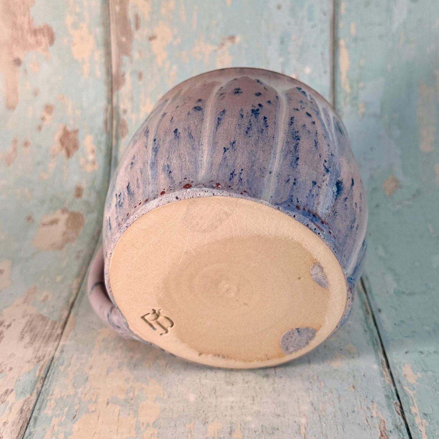 Lavender and Gold Lightning Bolt Mug, Handmade Ceramic Cup