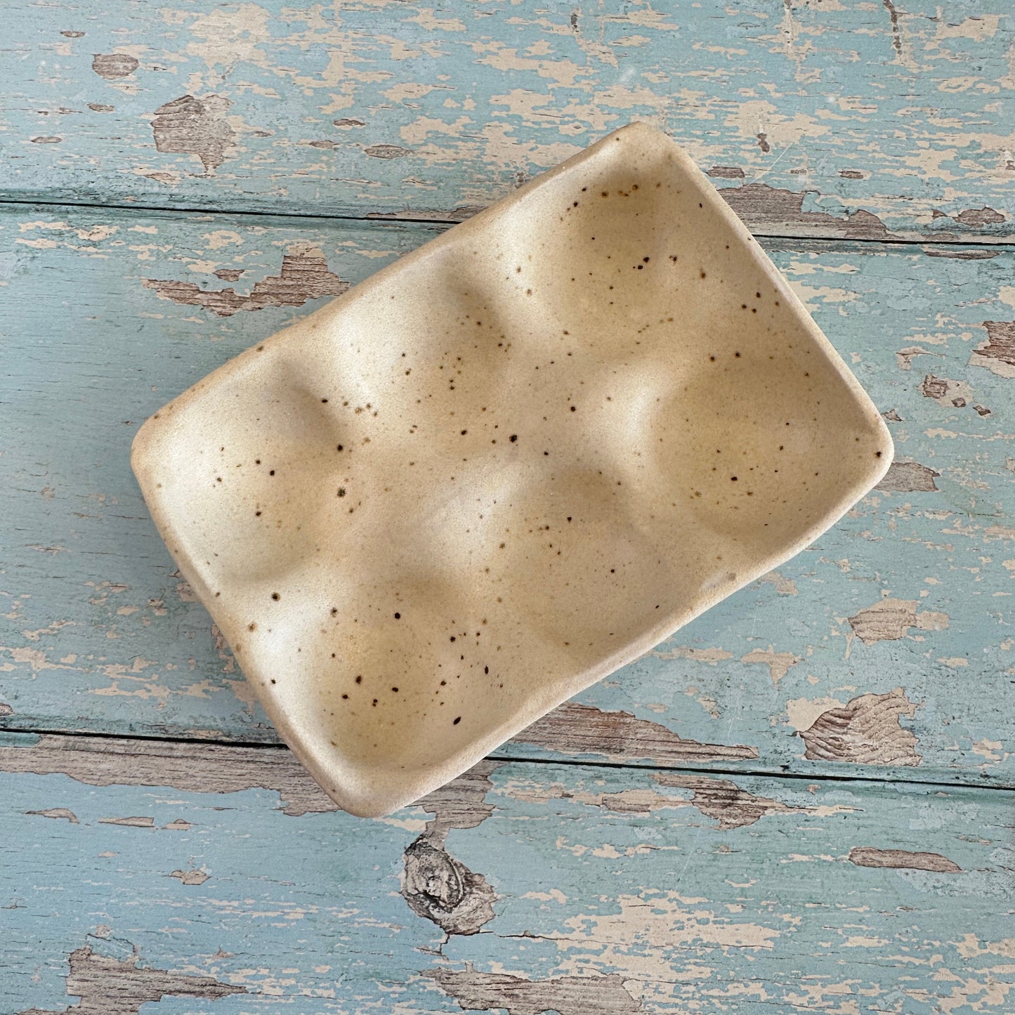 White Ceramic Egg Tray, Holds 6 or 12 Eggs