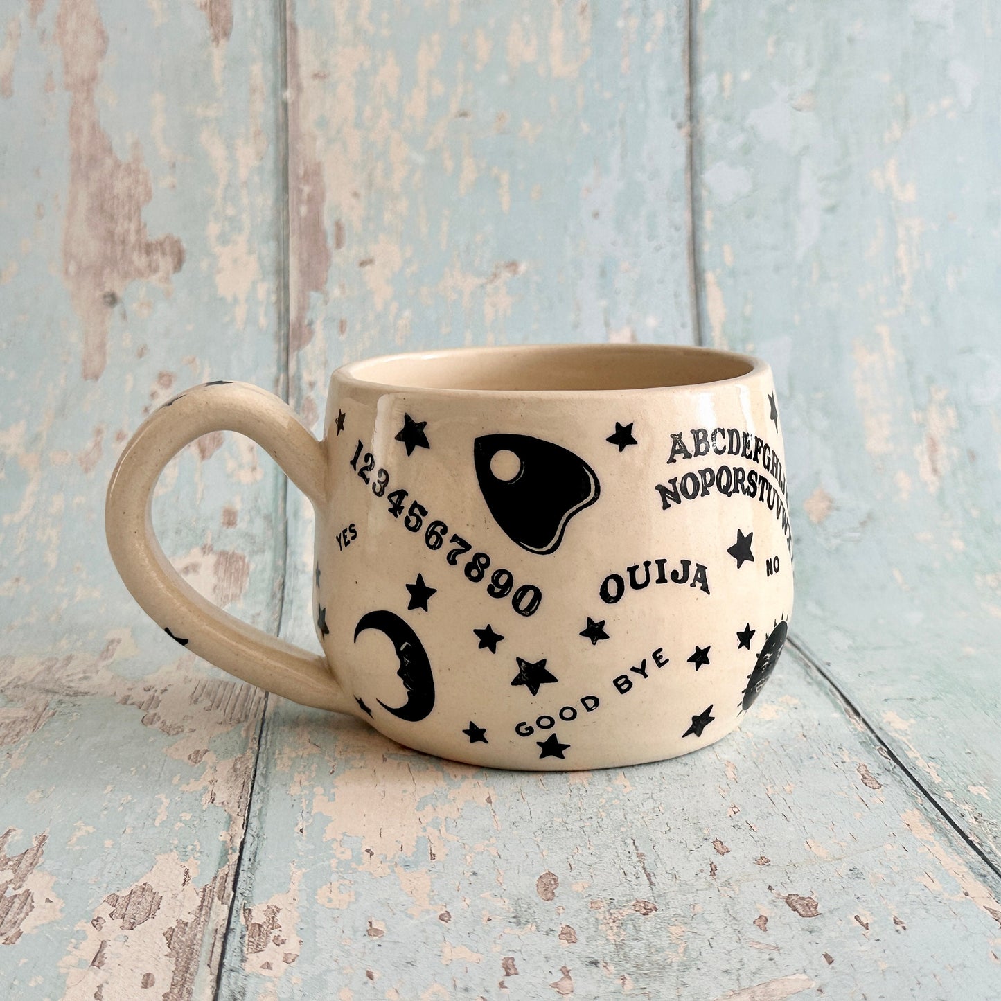 Halloween Ouija Mug, Handmade Ceramic Cup