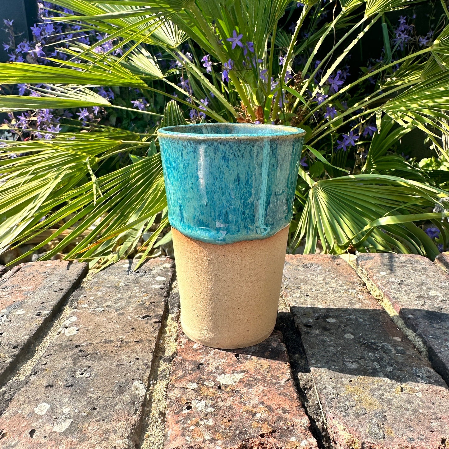 Turquoise Ceramic Tumbler, Handmade Modern Cup