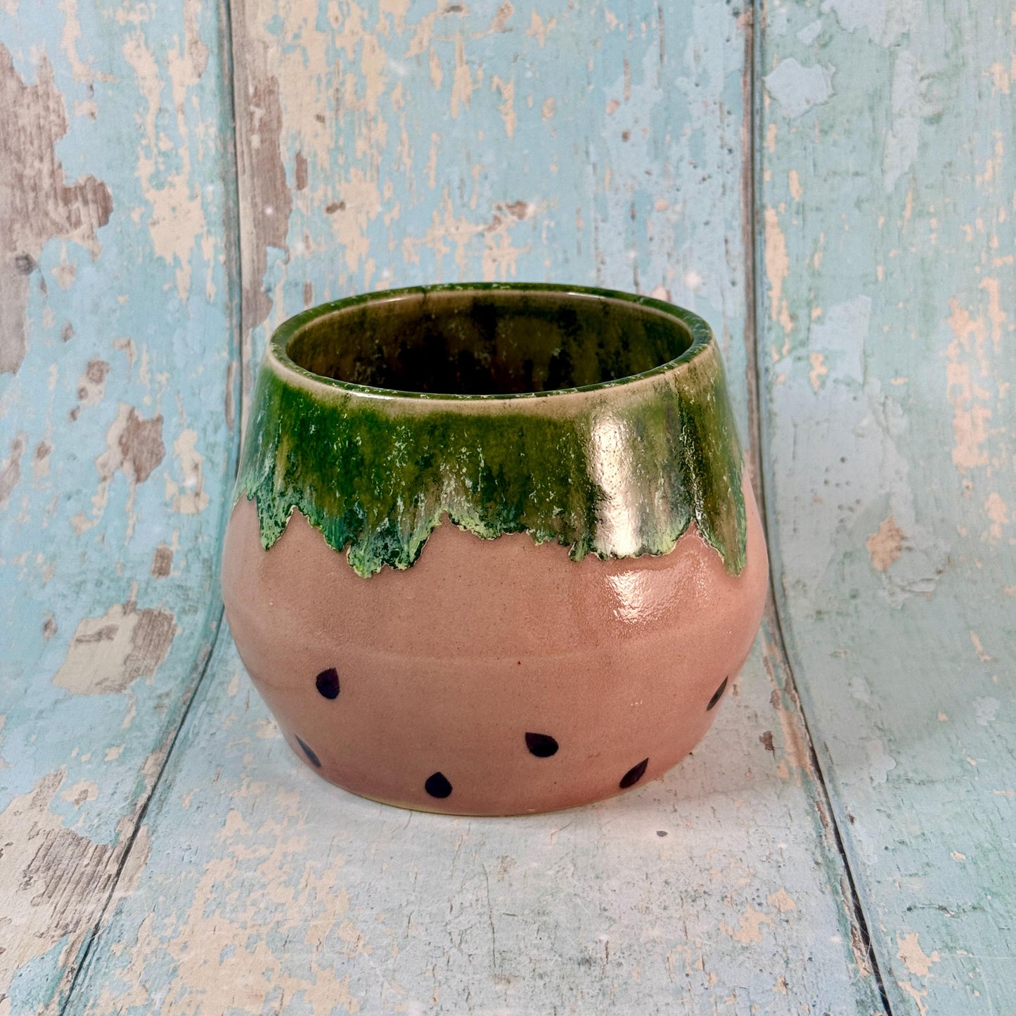 Ceramic Watermelon Mug, Large Pink and Green Cup