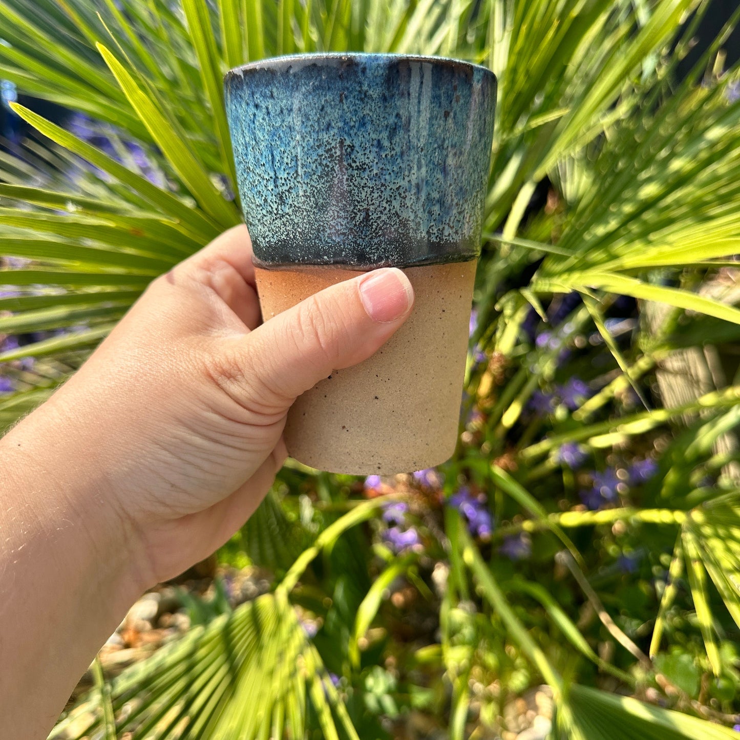 Blue Ceramic Tumbler, Handmade Modern Cup