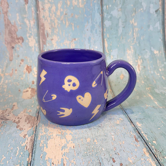 Purple Punk Mug, Handmade Ceramic Cup