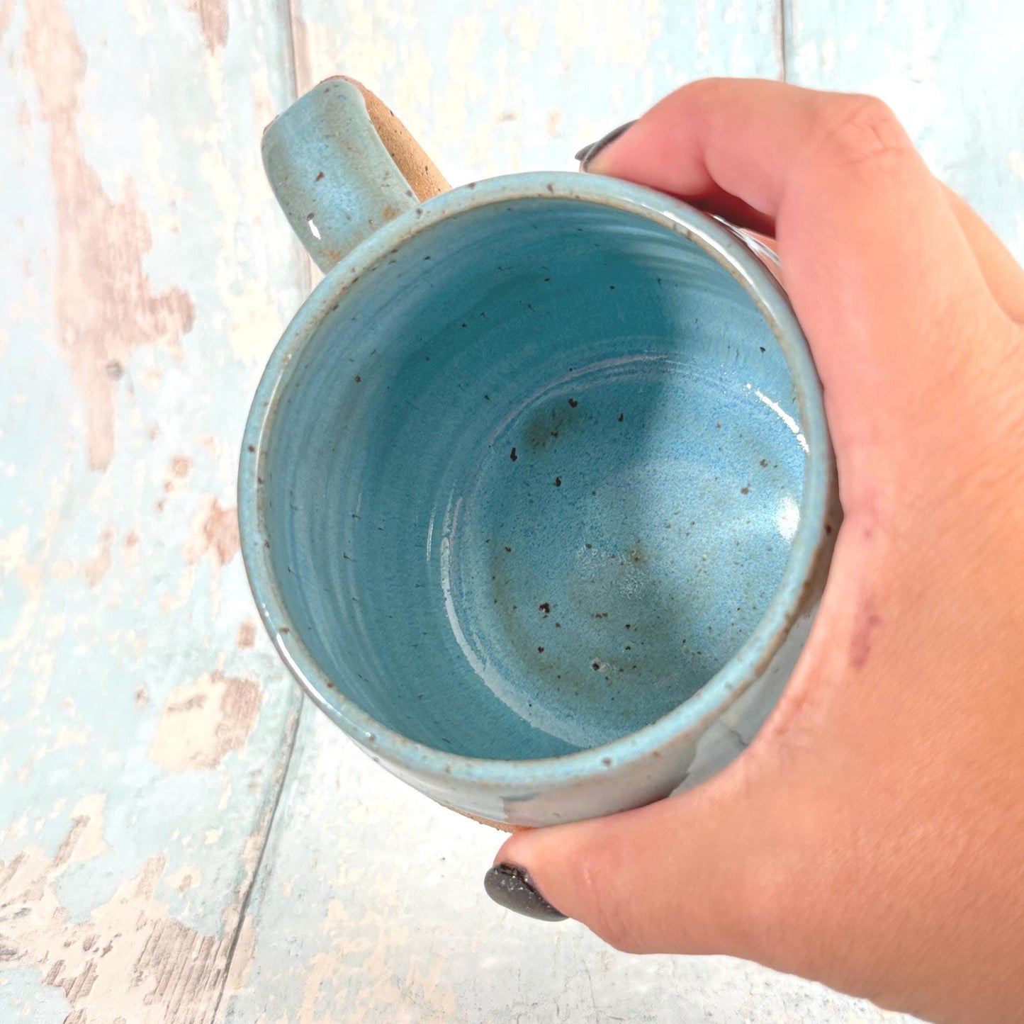 Turquoise Skull Mug, Handmade Ceramic Cup