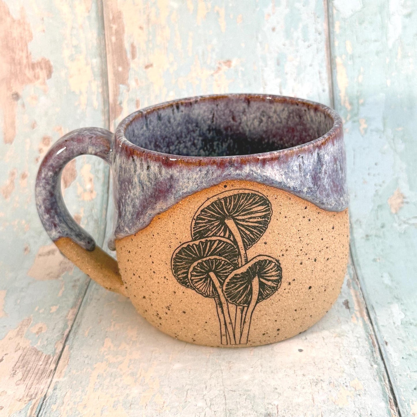 Purple Mushroom Mug, Fungi Ceramic Cup