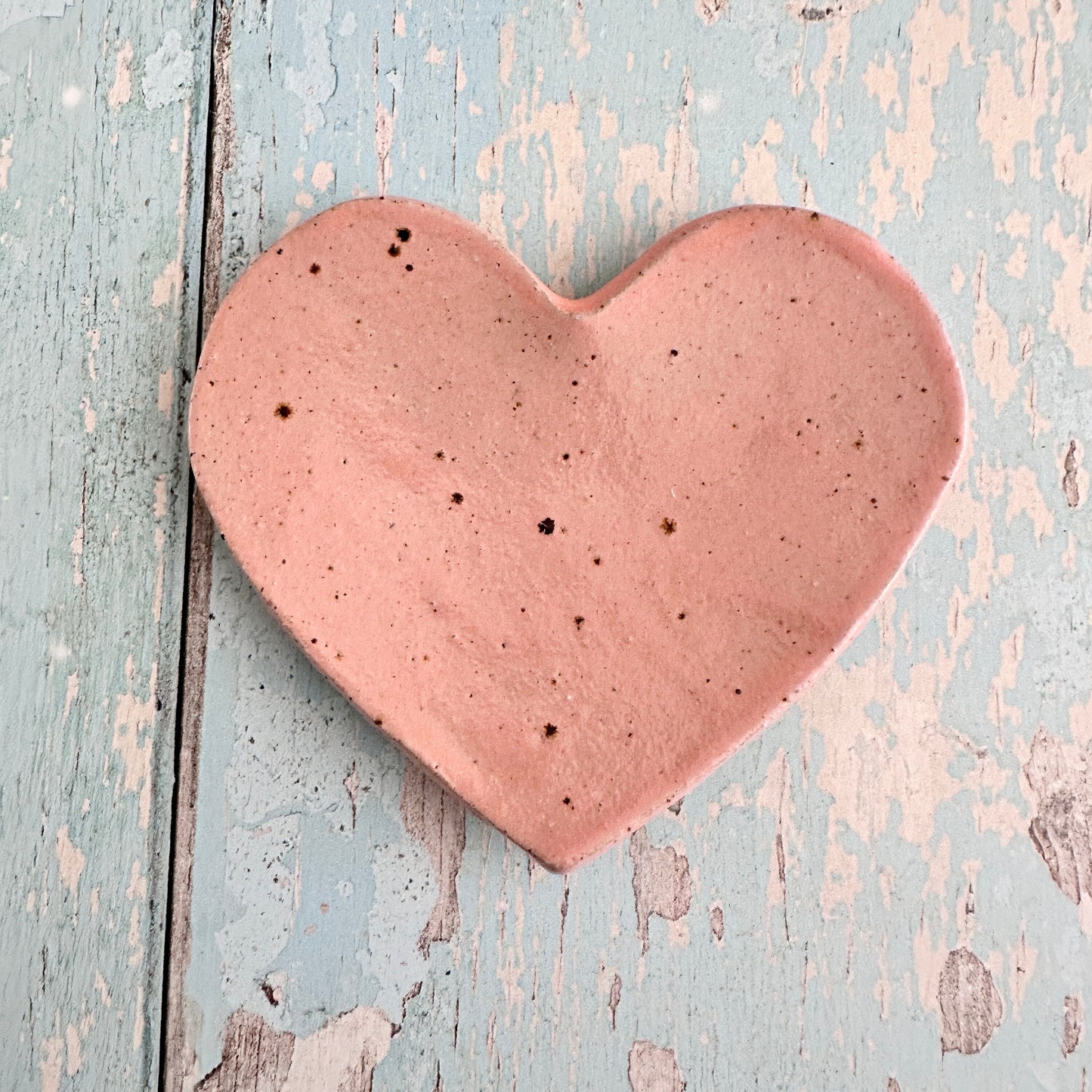 Small Pink Heart Ring Dish, Handmade Ceramic Pot