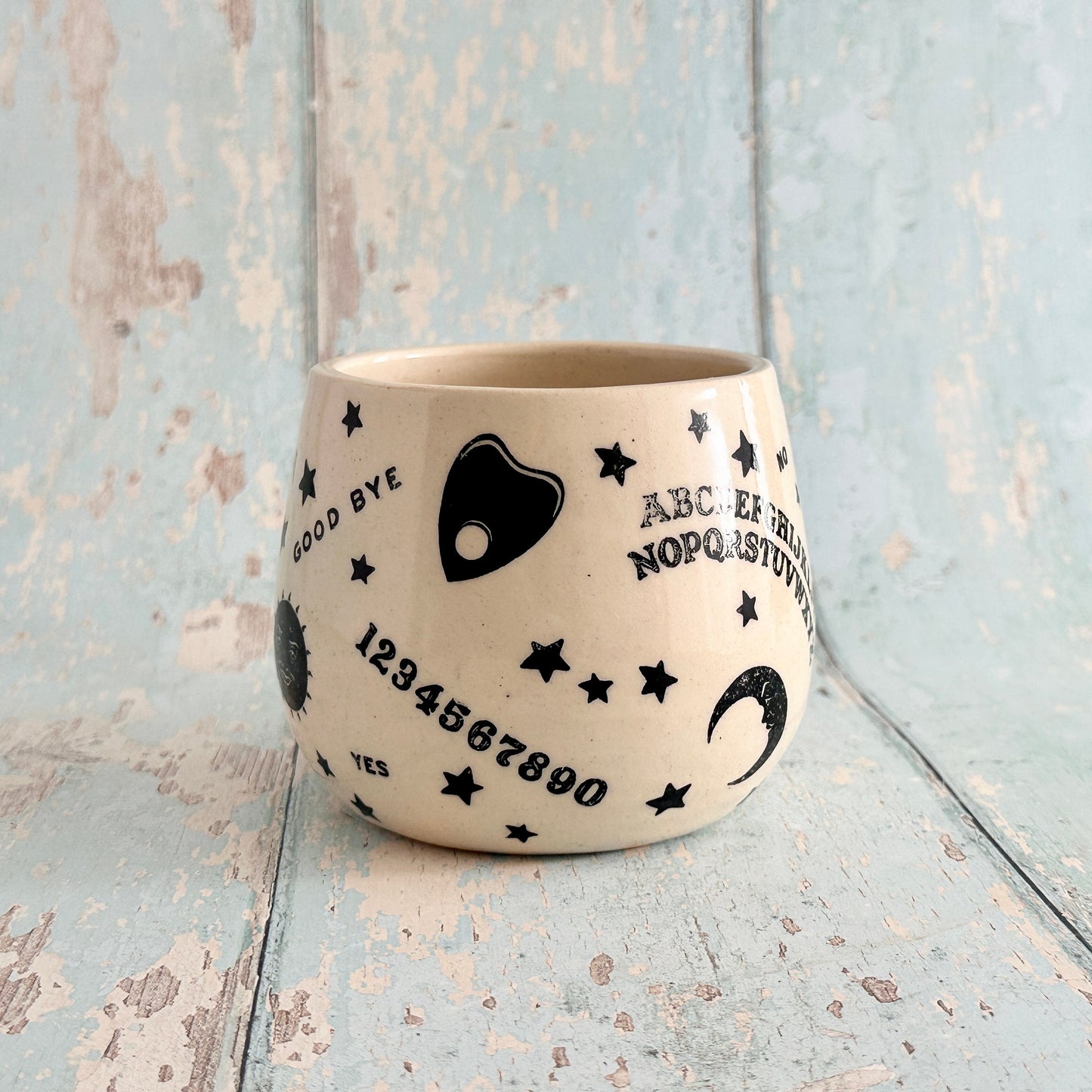 Halloween Ouija Mug, Handmade Ceramic Cup