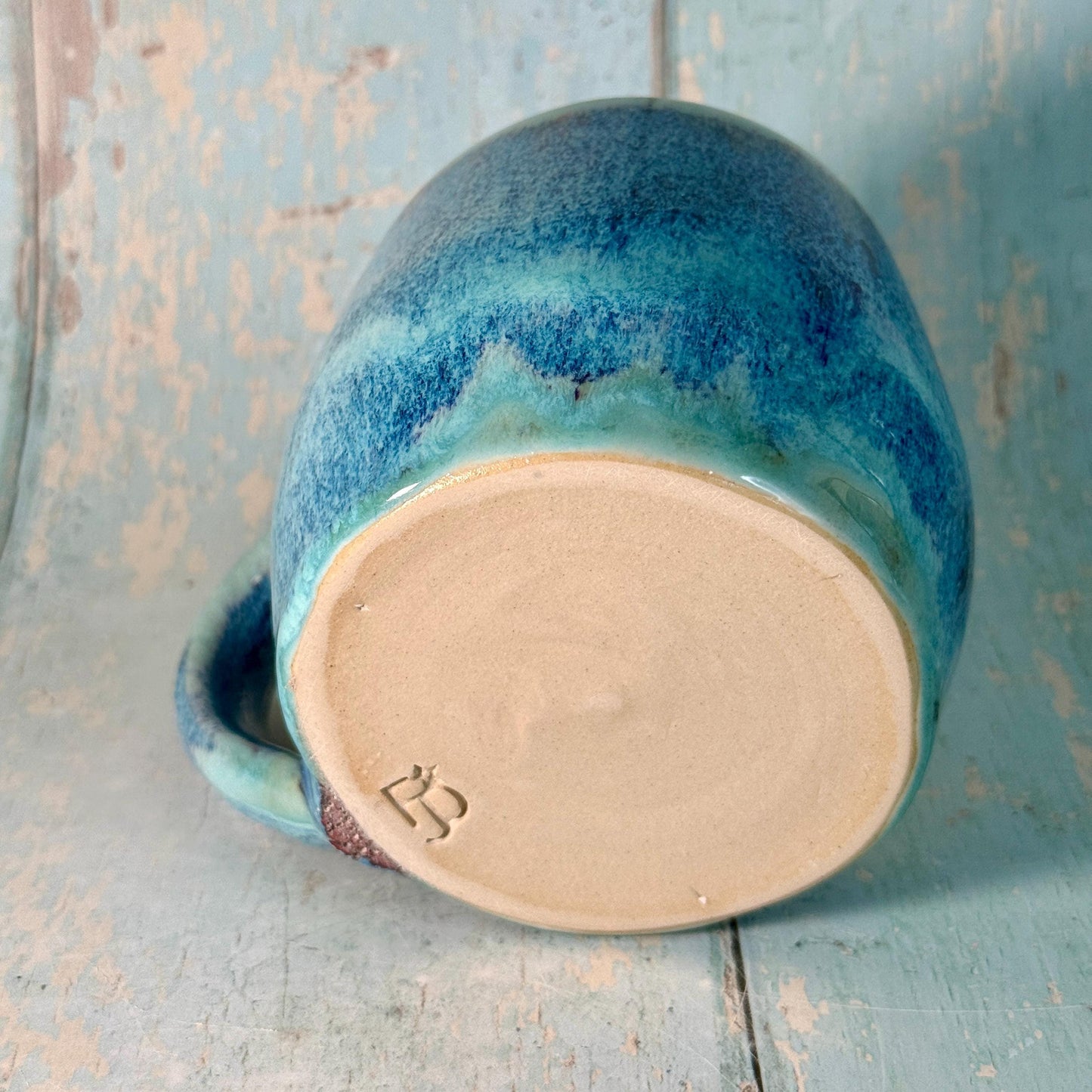 Purple and Turquoise Gold Moon Mug, Handmade Ceramic Mug