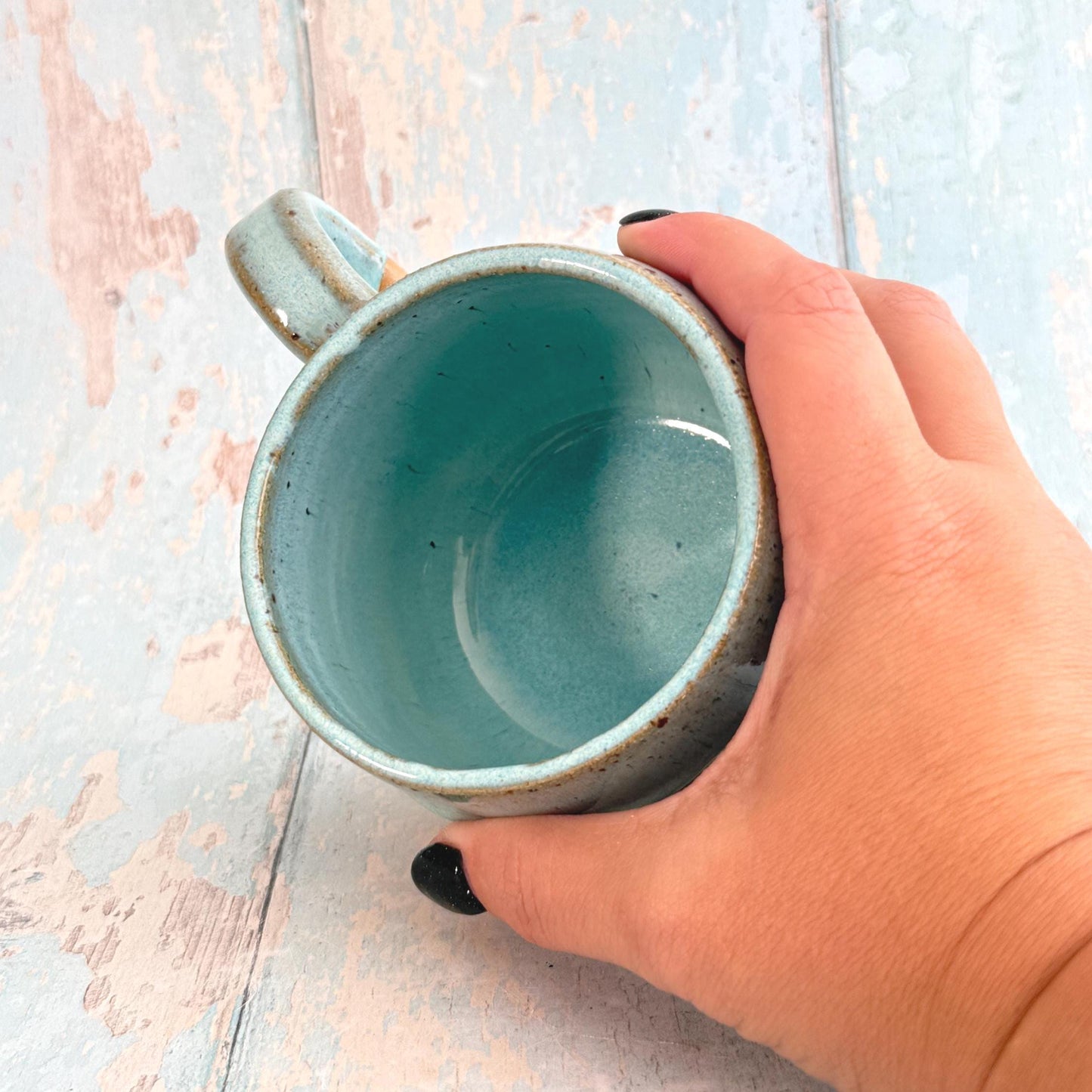 Turquoise Beetle Mug, Large Ceramic Cup