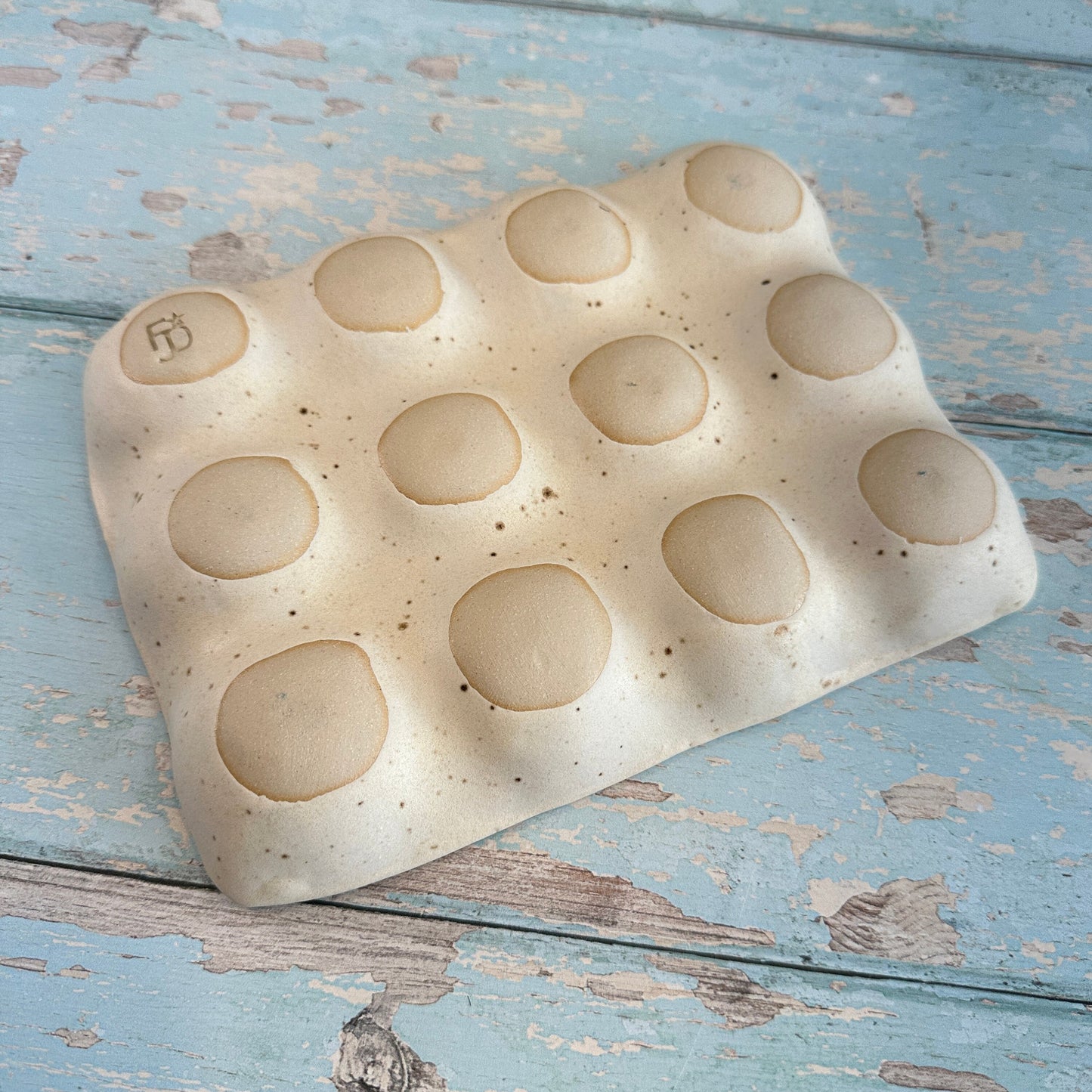 White Ceramic Egg Tray, Holds 6 or 12 Eggs