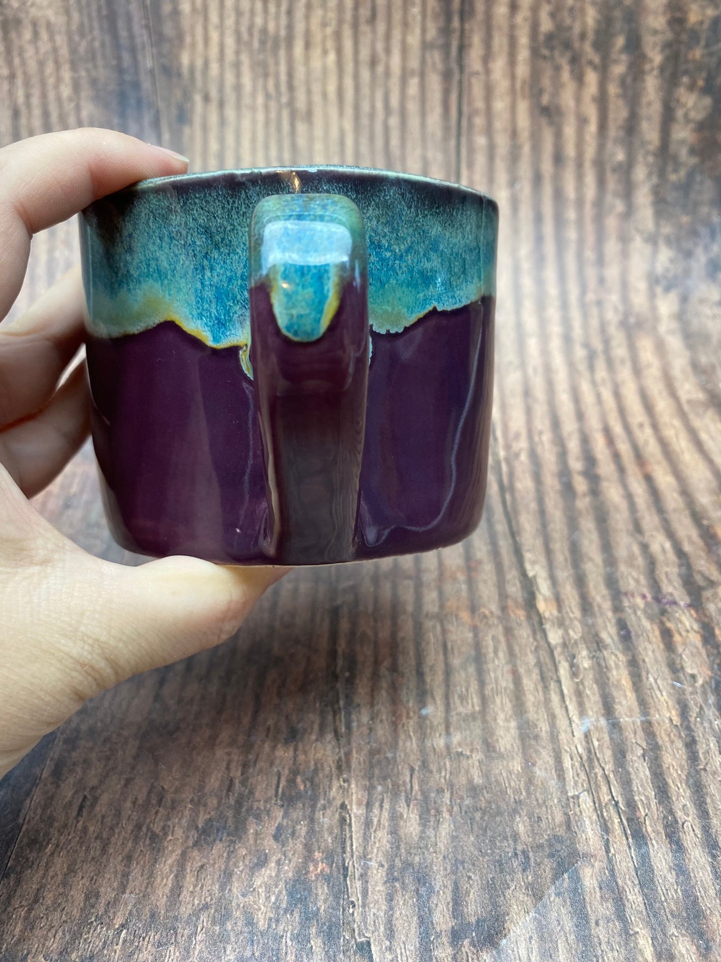 Purple and Green Mug, Large Ceramic Cup