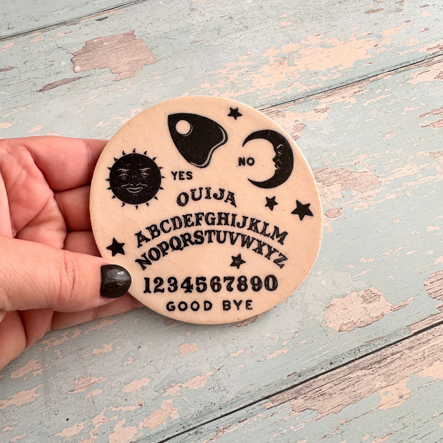 Handmade Ouija Board Ceramic Coaster