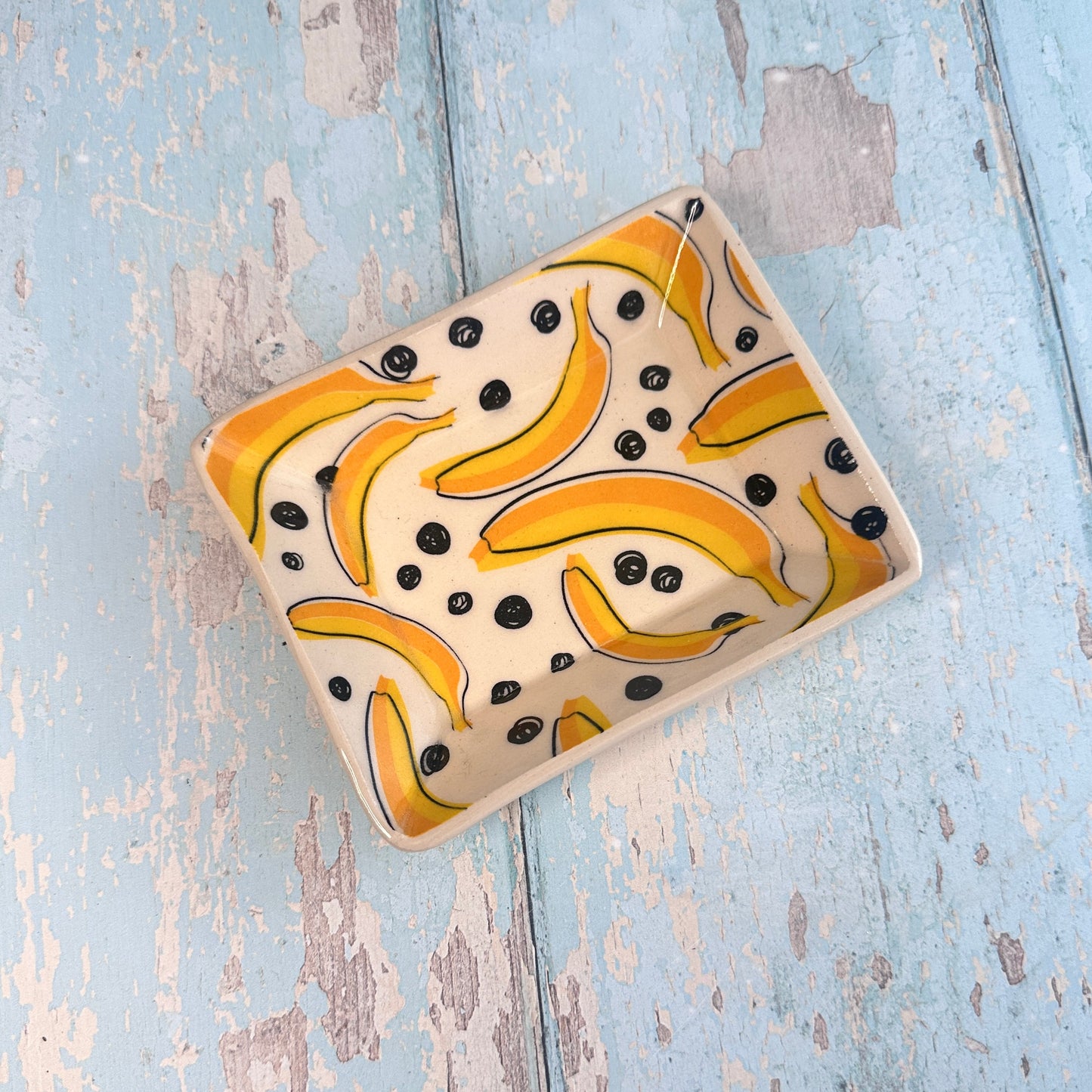 Banana Jewellery Dish, Handmade Yellow Ceramic Pot