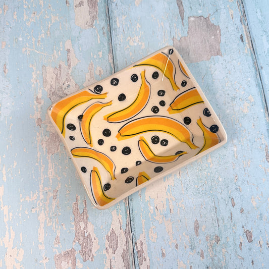 Banana Jewellery Dish, Handmade Yellow Ceramic Pot