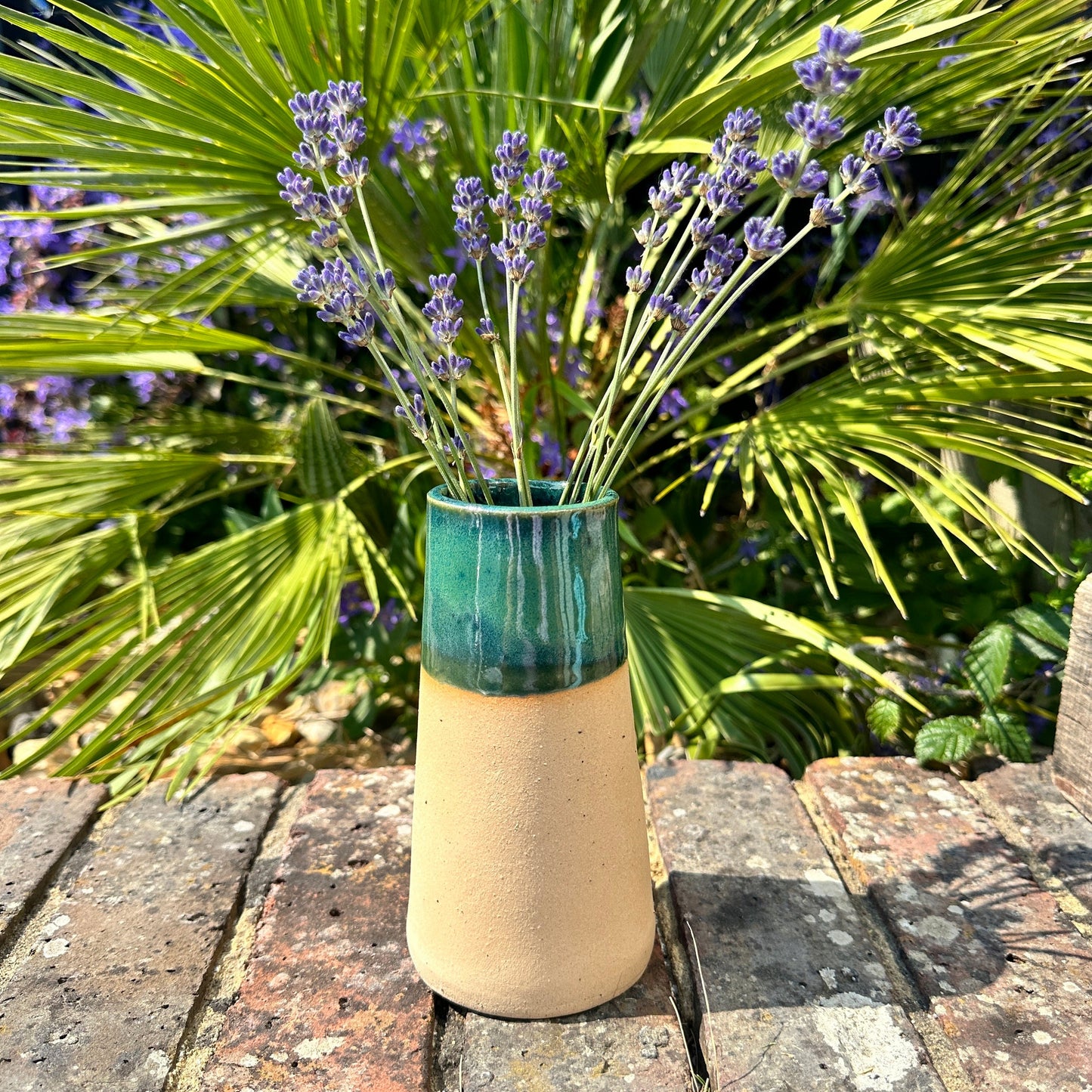 Green Ceramic Vase, Handmade Modern Pottery