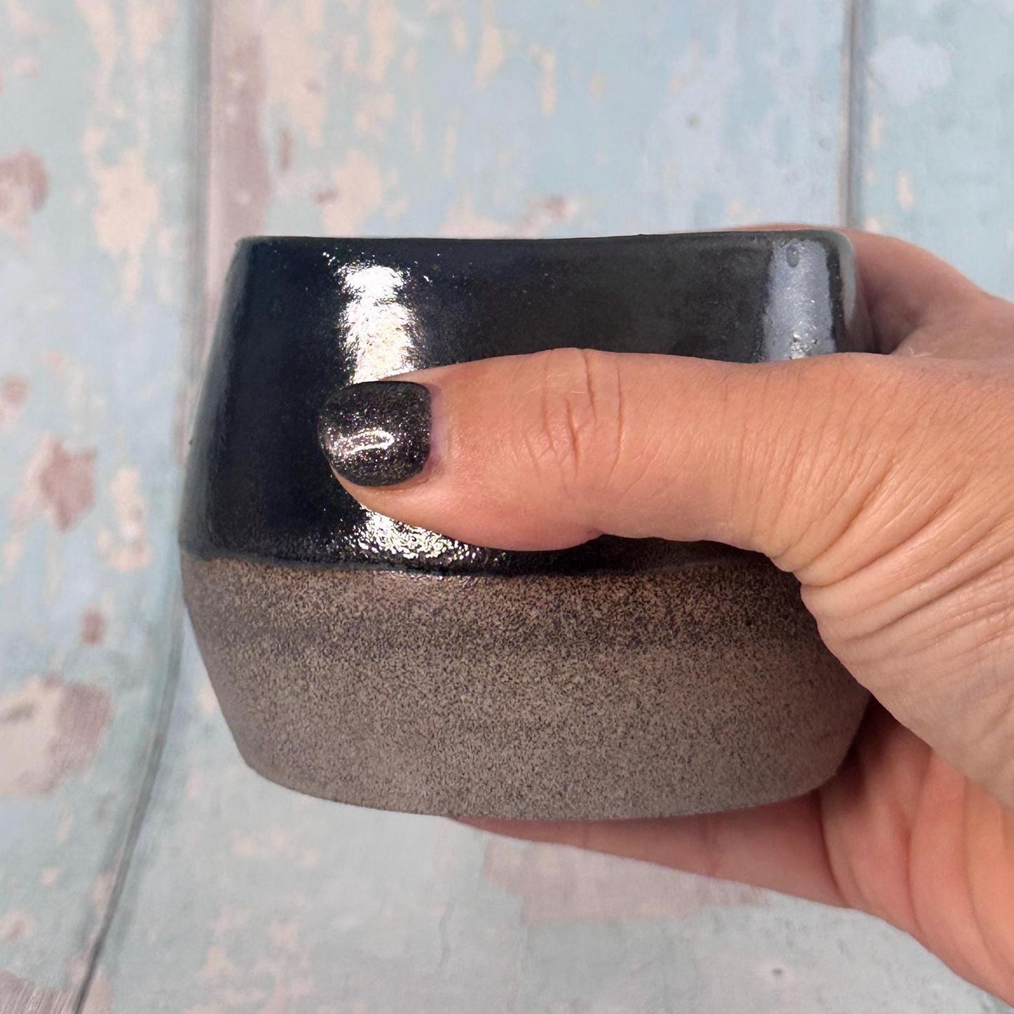 Handmade Ceramic Black Wine Cup, Small Sipper Tumbler