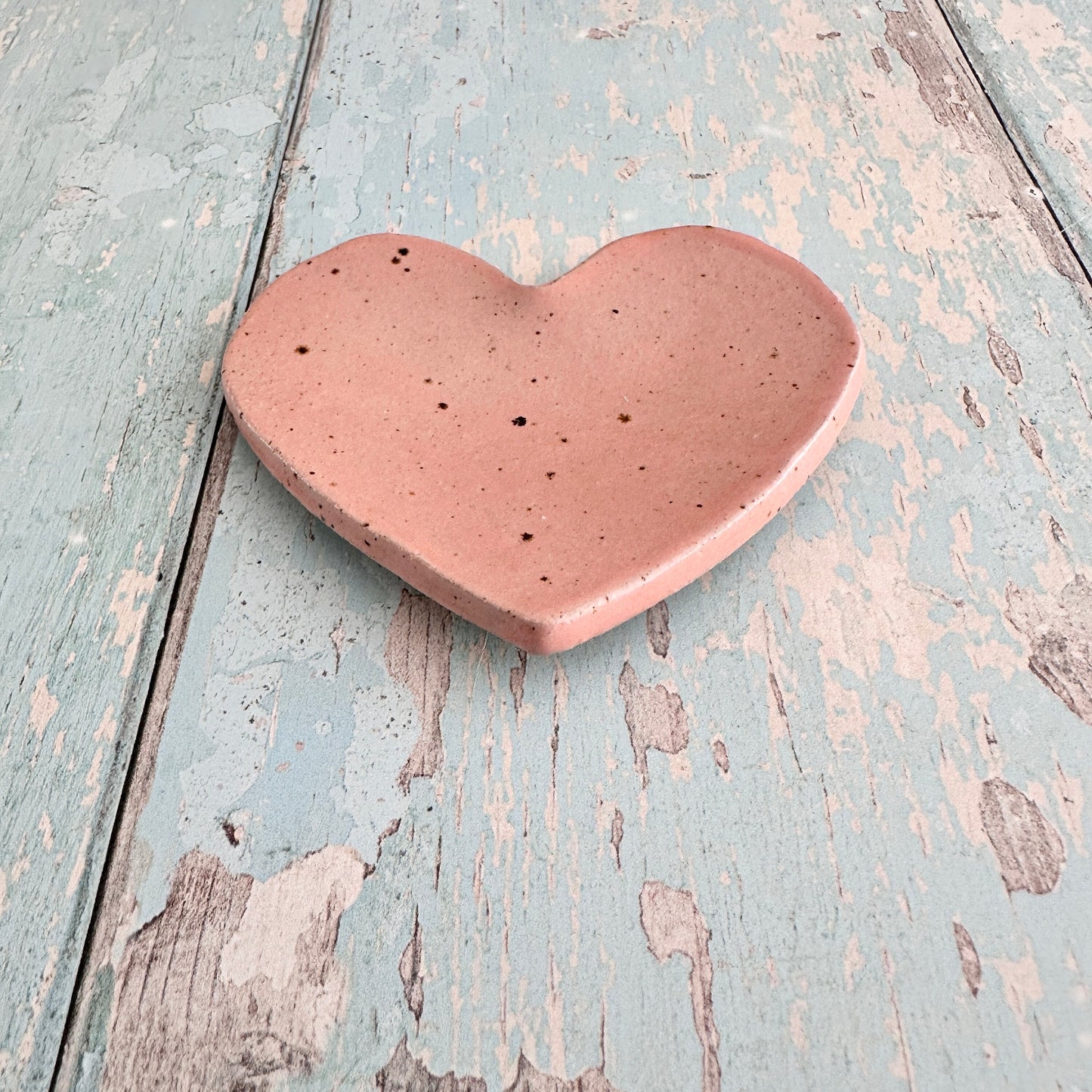 Small Pink Heart Ring Dish, Handmade Ceramic Pot
