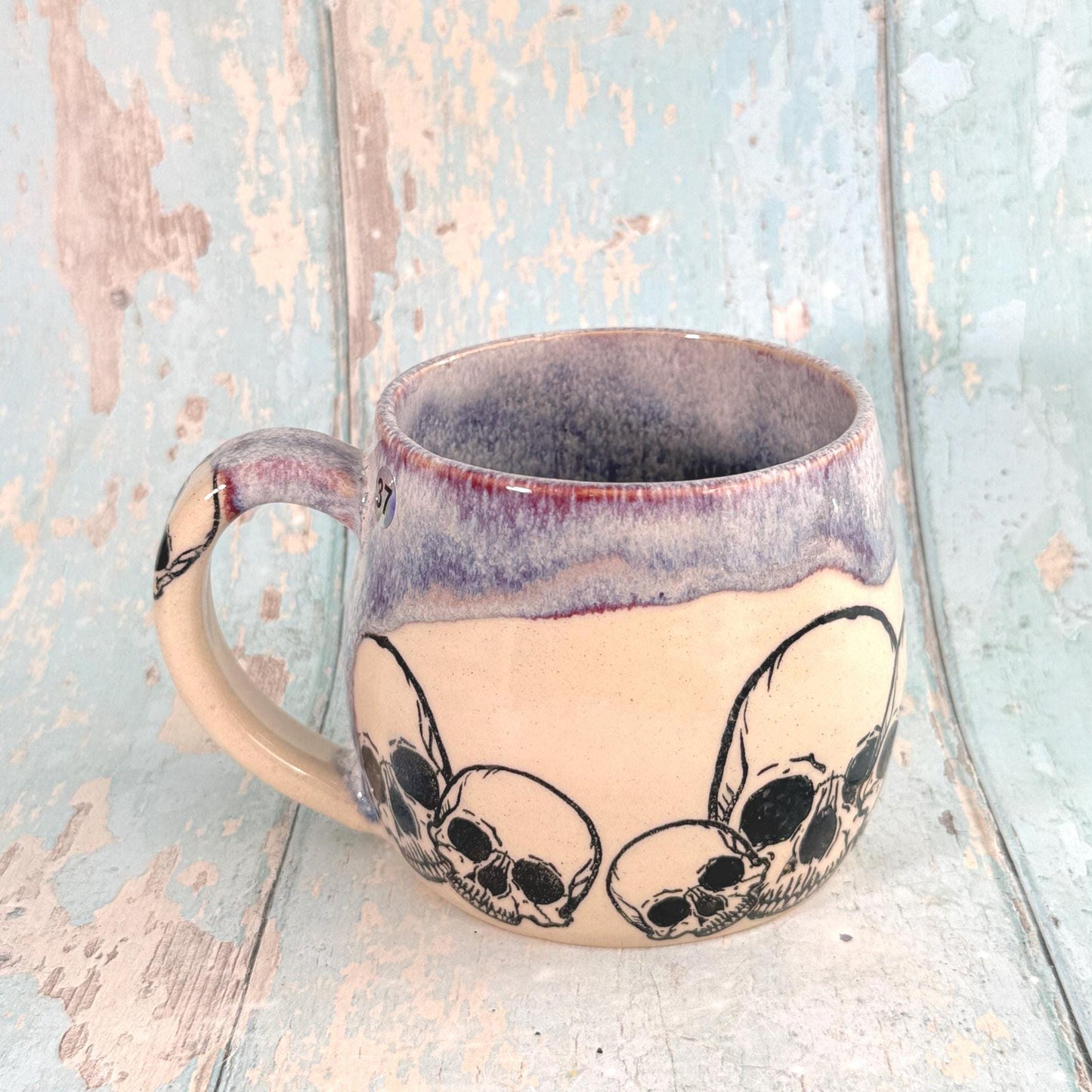 Purple Skull Mug, Handmade Ceramic Cup