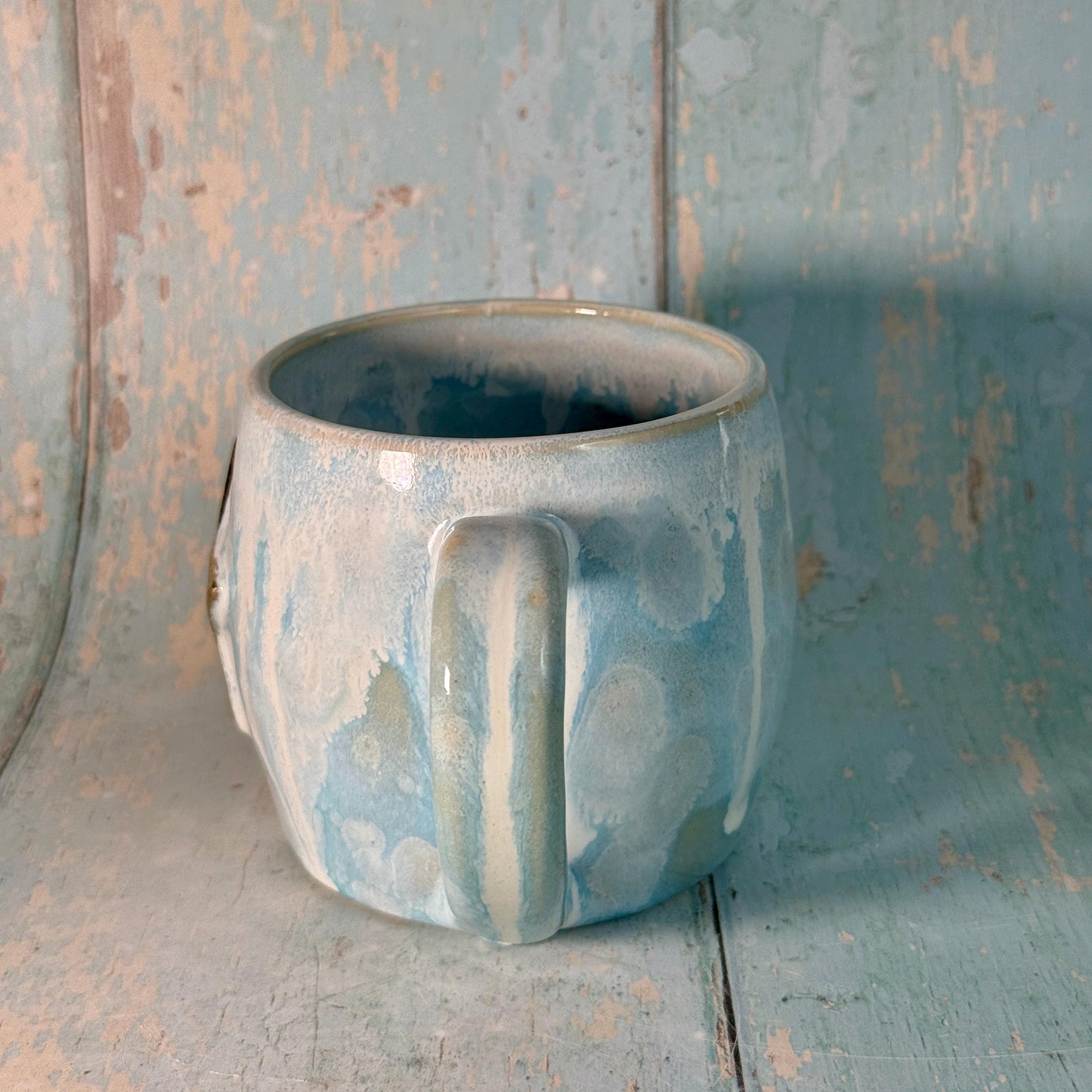 Blue Gold Star Mug, Handmade Ceramic Mug