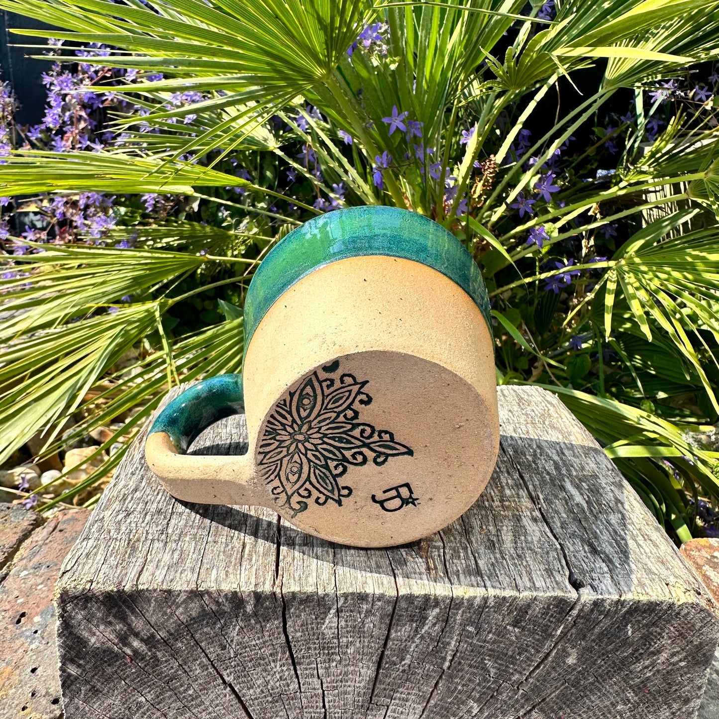 Green Ceramic Mug, Handmade Pottery Cup