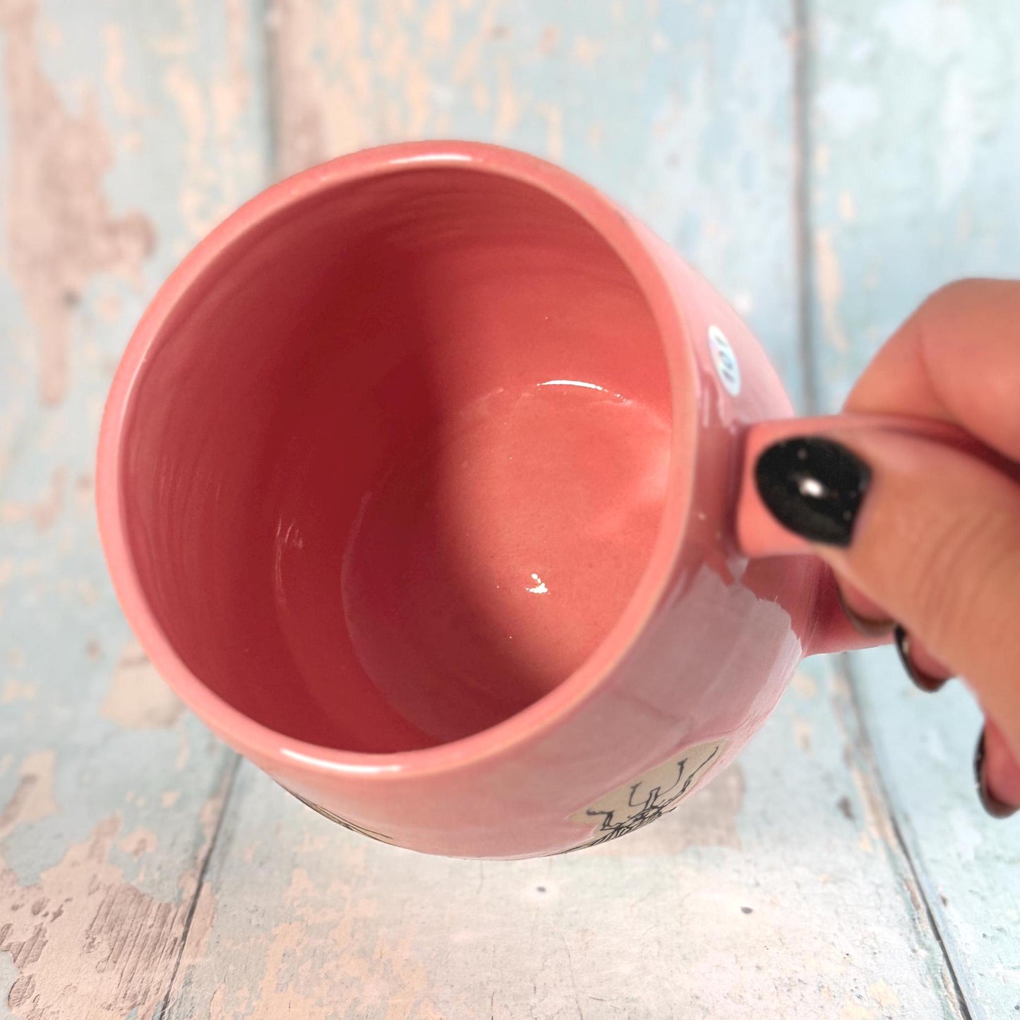 Pink Beetle Mug, Large Ceramic Cup
