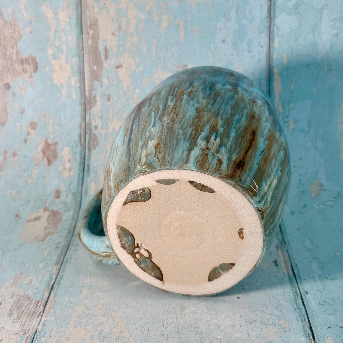 Blue Gold Star Mug, Handmade Ceramic Mug