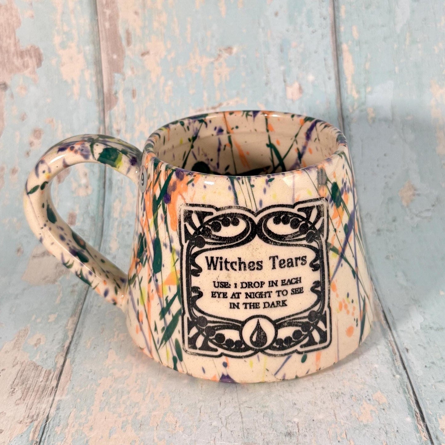 Colourful 'Witches Tears" Label Mug Halloween Spooky Season Cup