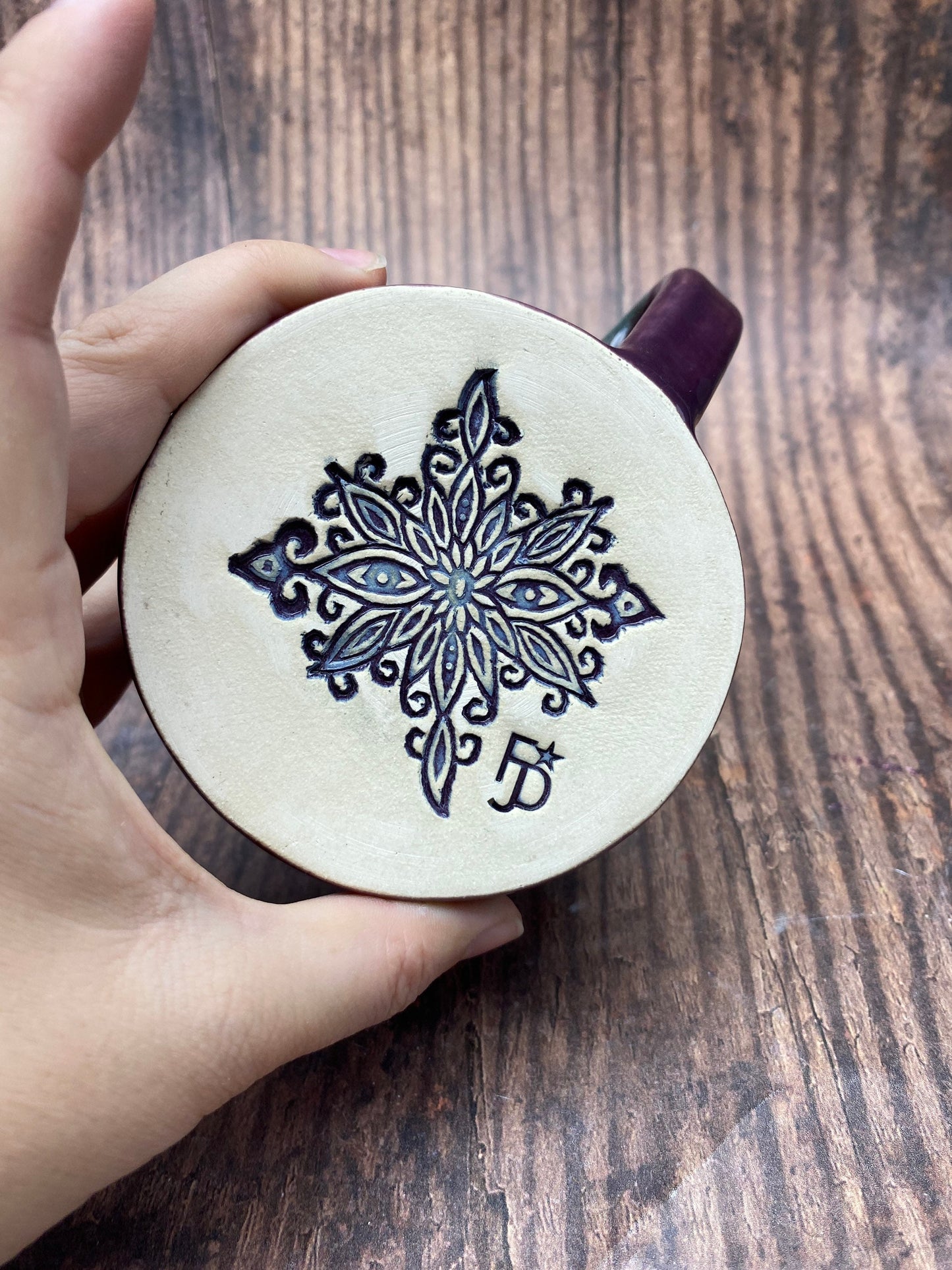 Purple and Green Mug, Large Ceramic Cup