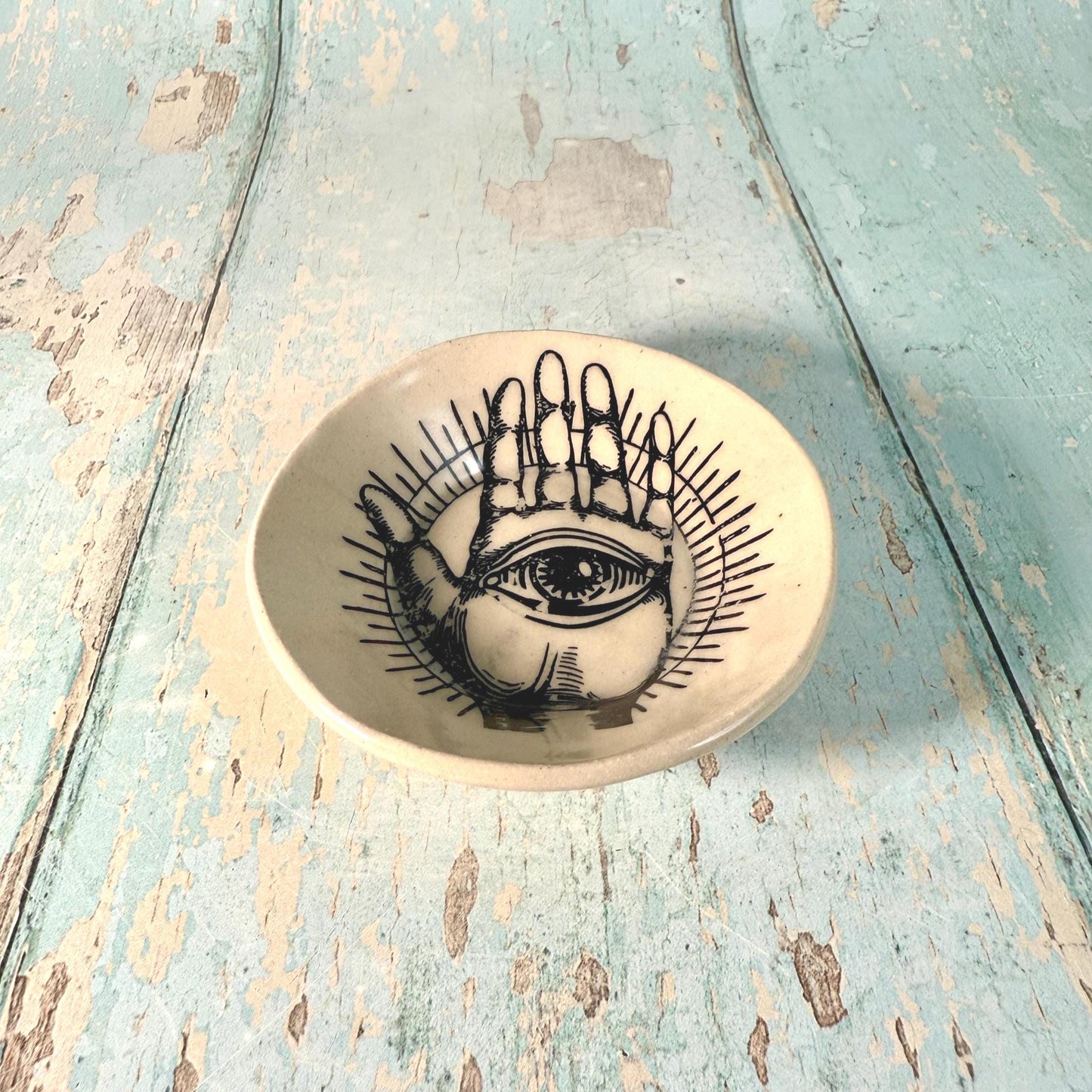 Small Mystical Hand Ring Dish, Handmade Ceramic Pot