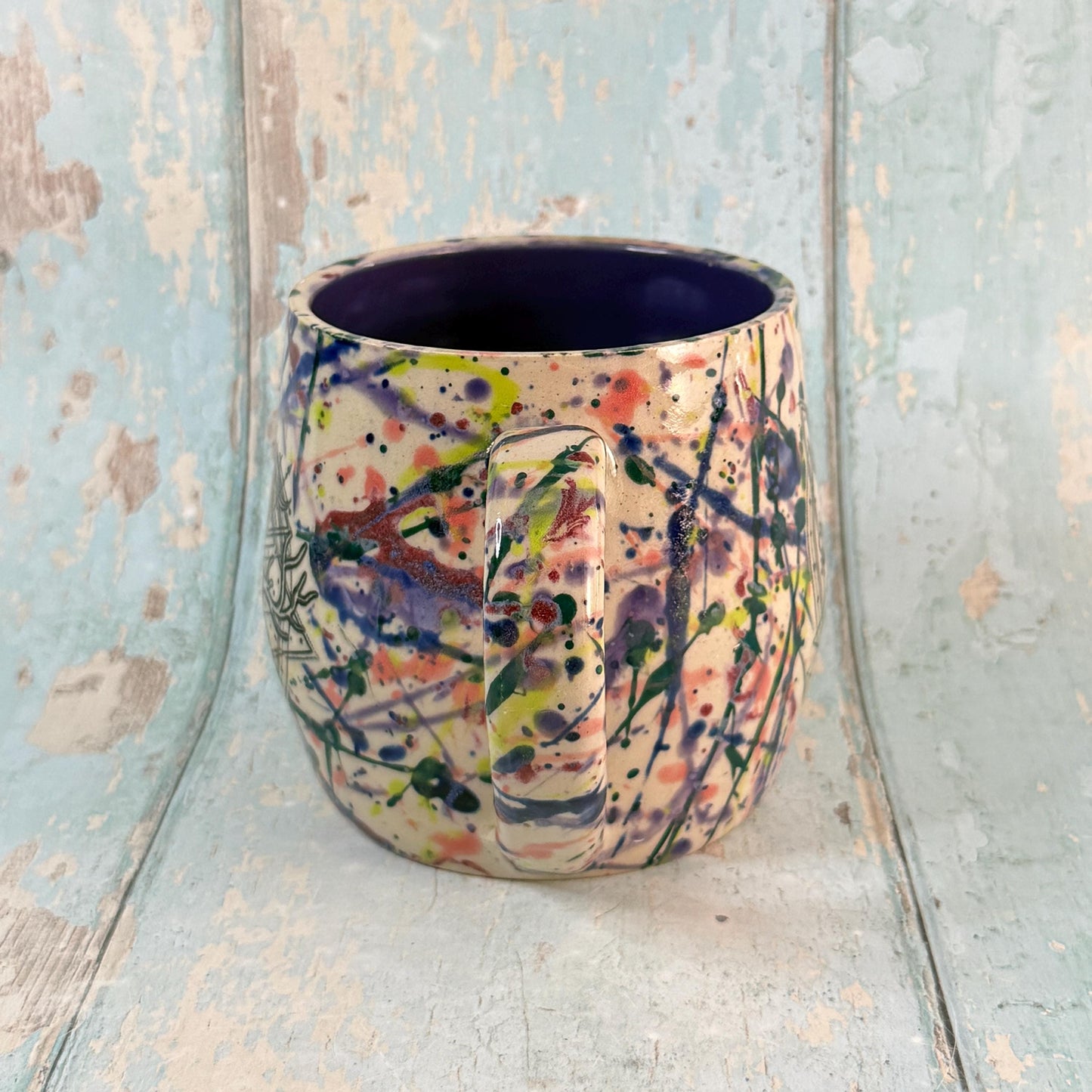 Dark Purple Boho Stag Skull Mug, Large Ceramic Cup