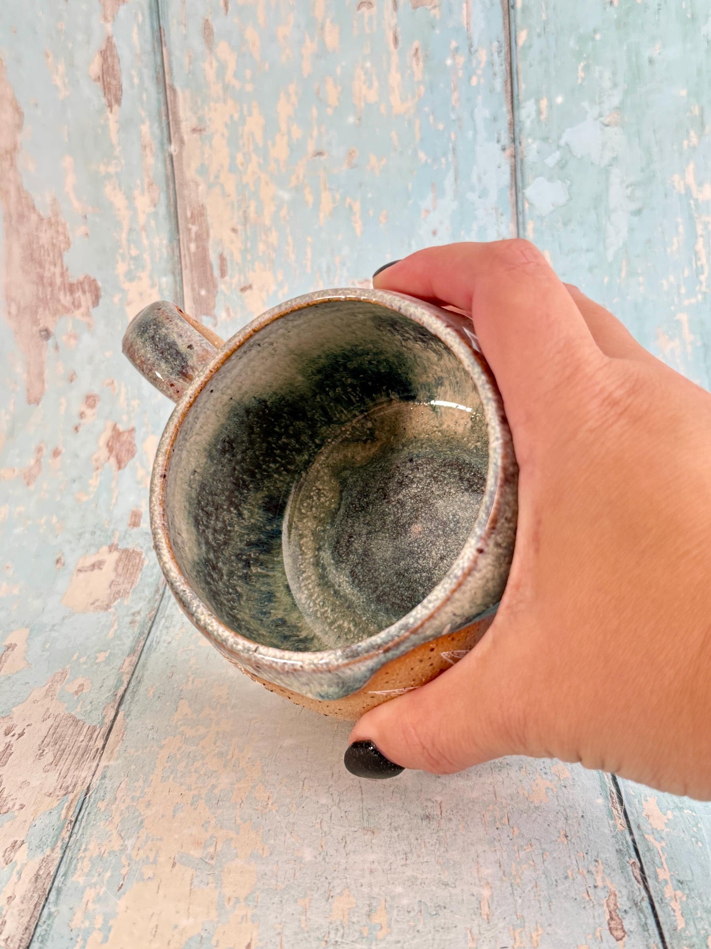 Blue Autumn Fall Mug,  Large Ceramic Cup