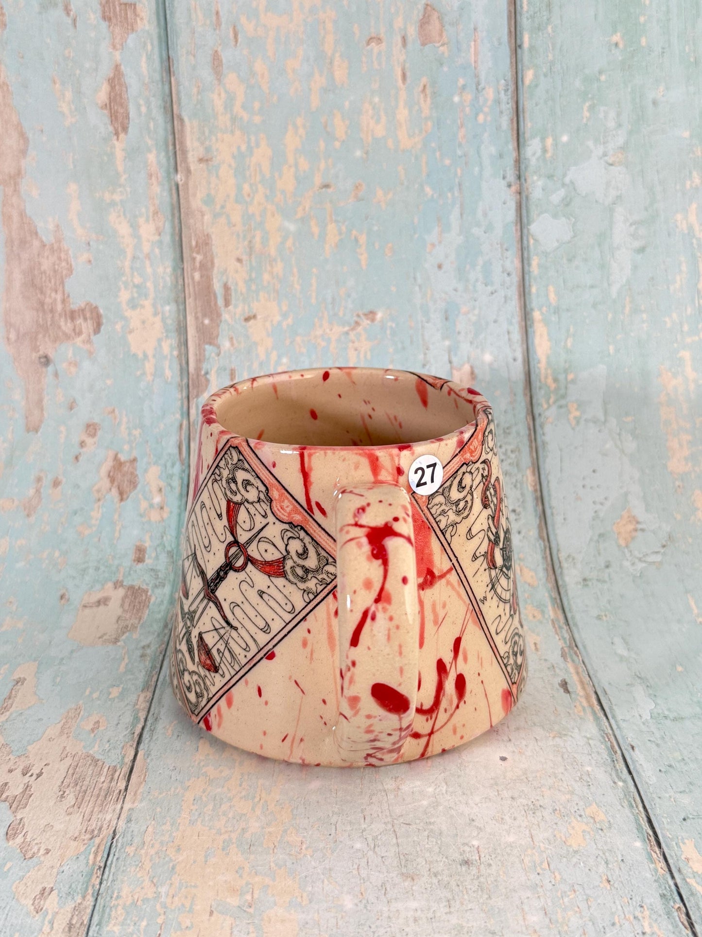 Pink and Red Tarot Mug, Large Ceramic Cup