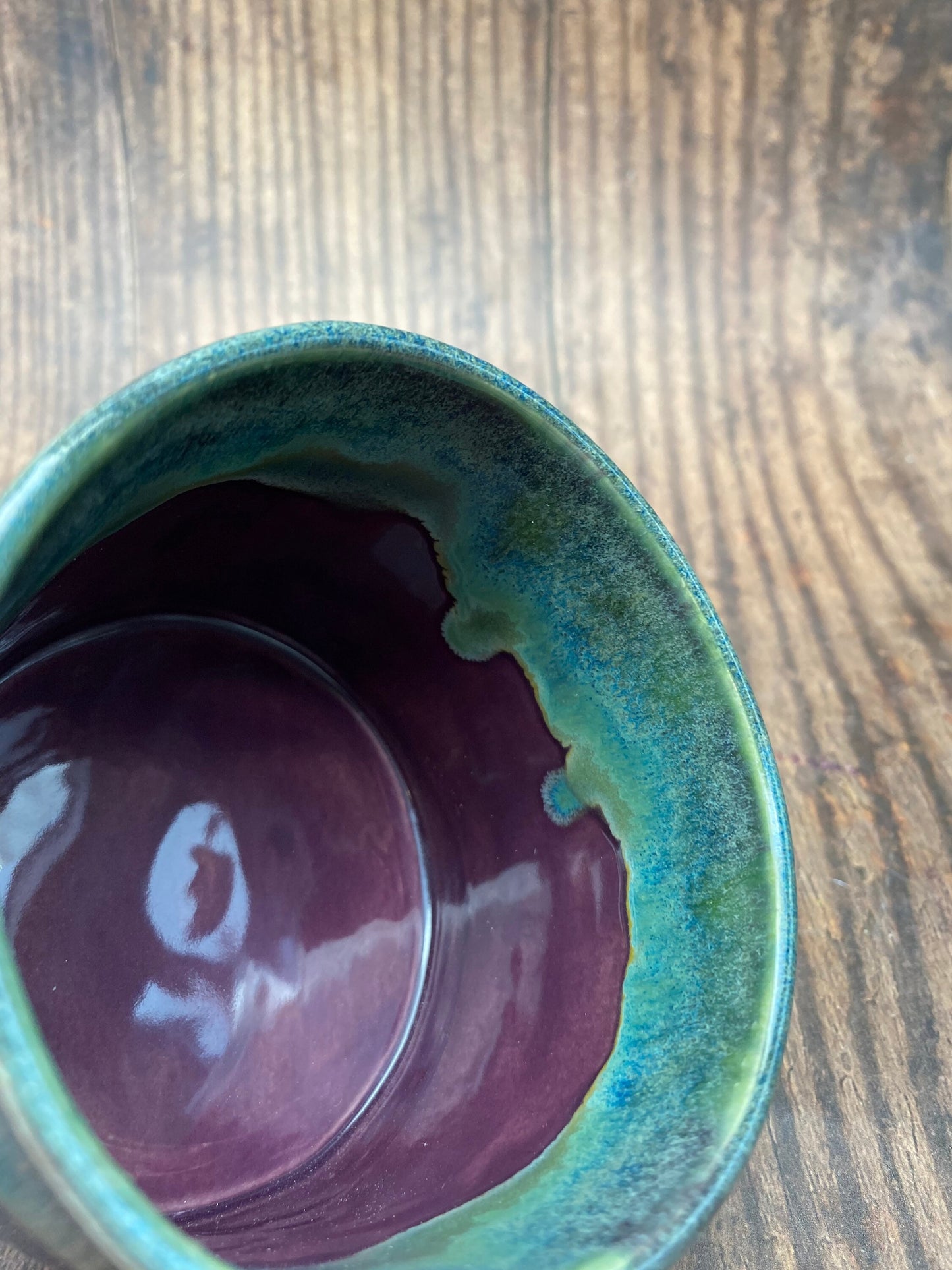 Purple and Green Mug, Large Ceramic Cup