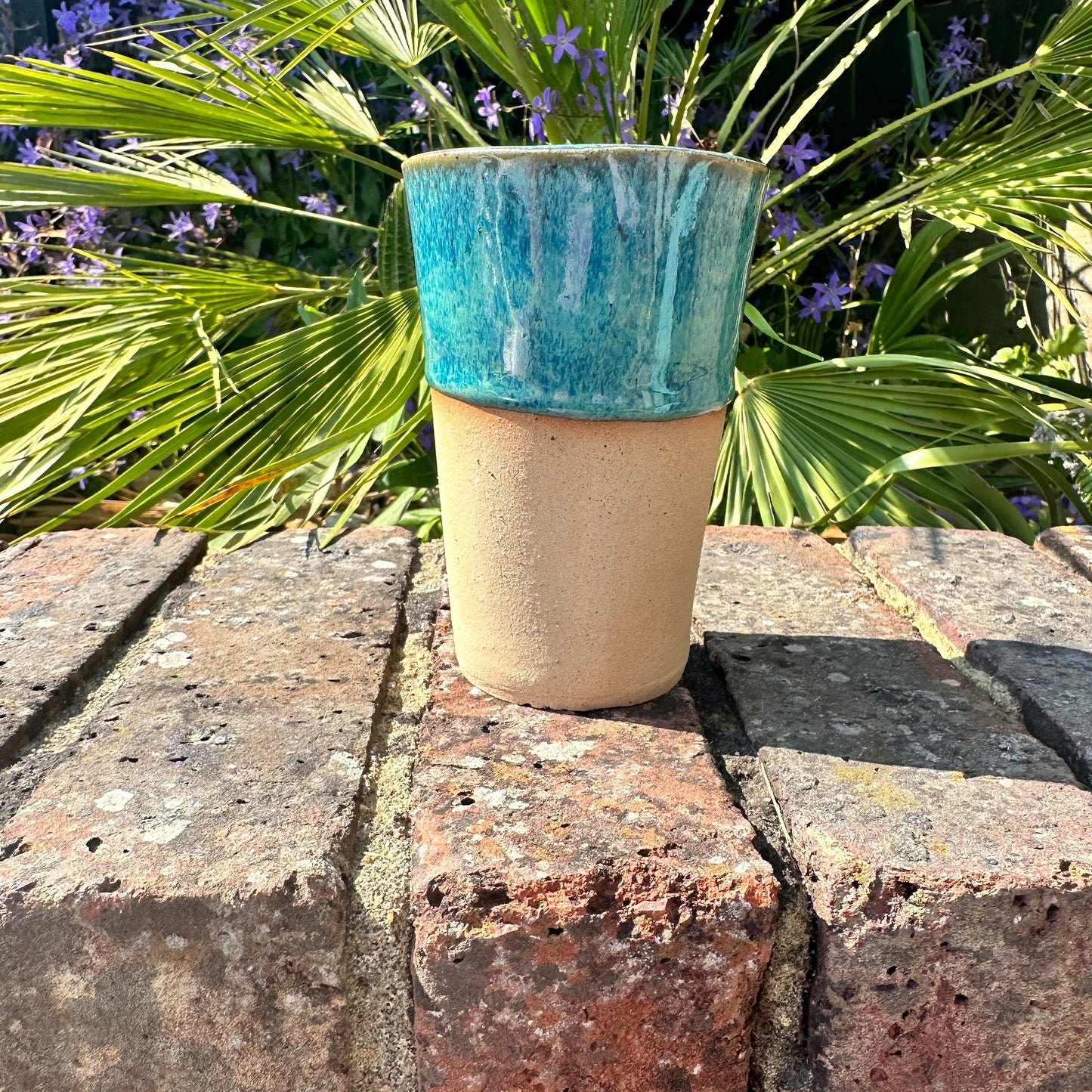 Turquoise Ceramic Tumbler, Handmade Modern Cup