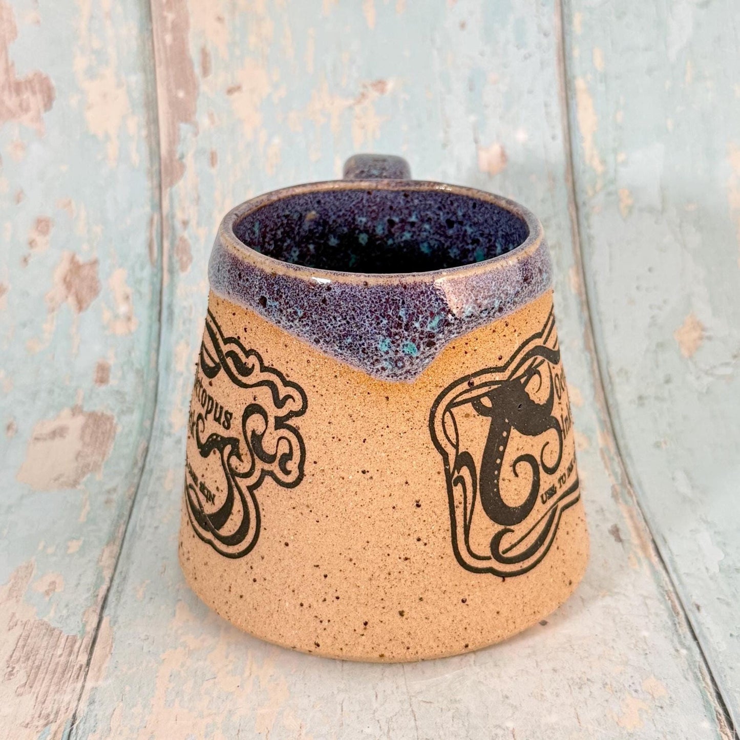 Purple Octopus Ink Halloween Witch Label Mug, Spooky Season Cup