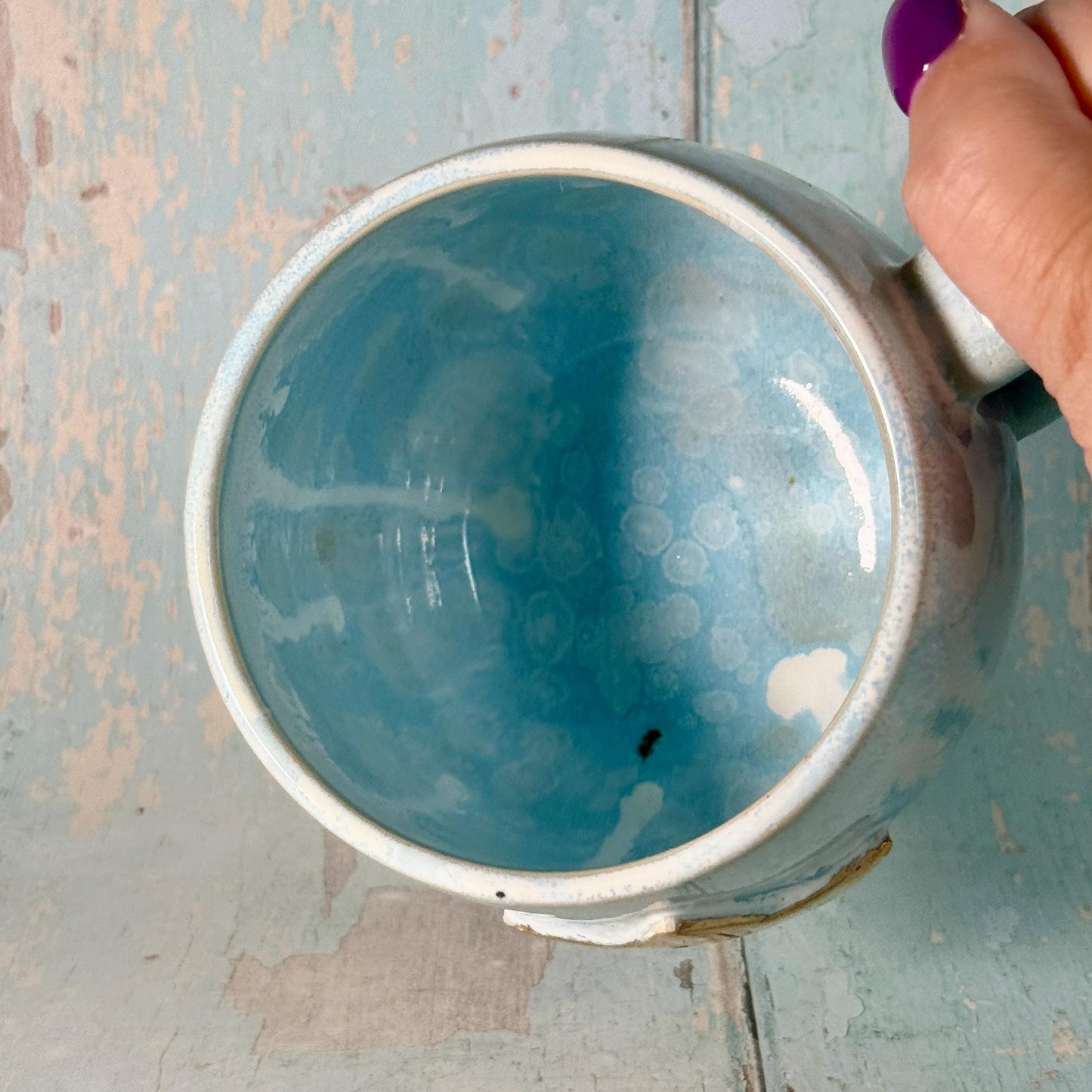 Blue Gold Star Mug, Handmade Ceramic Mug