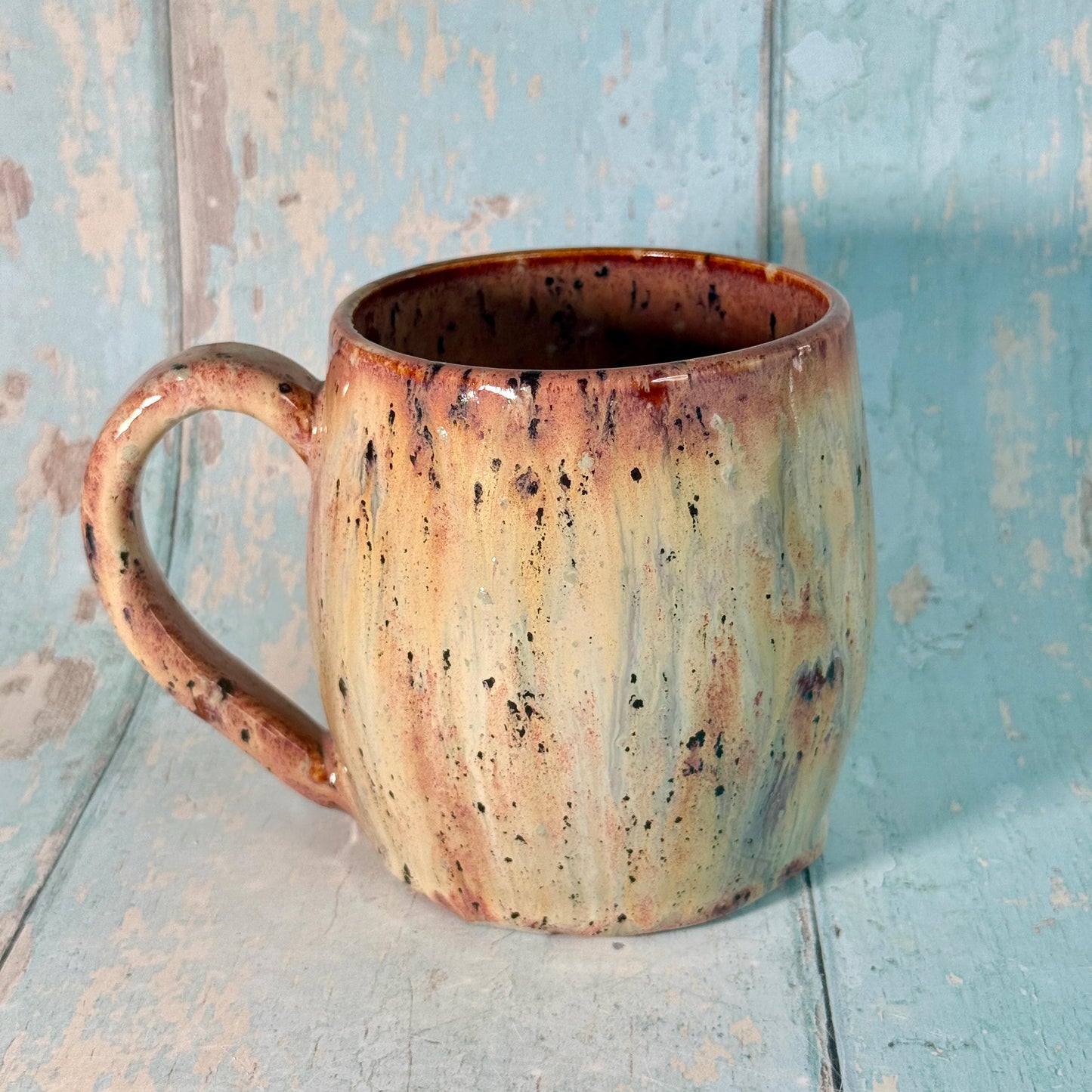 Beige Spotty Gold Moon Mug, Handmade Ceramic Mug