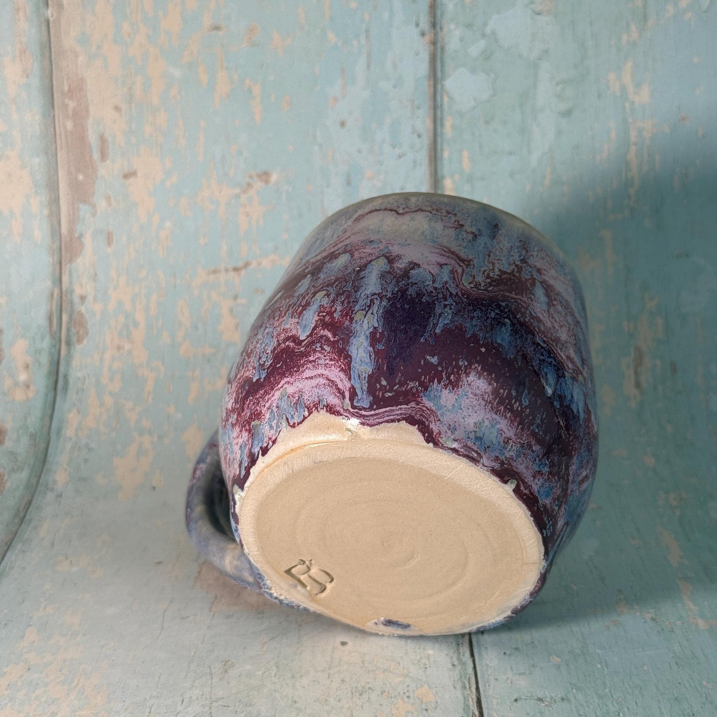 Purple Gold Star Mug, Handmade Ceramic Mug