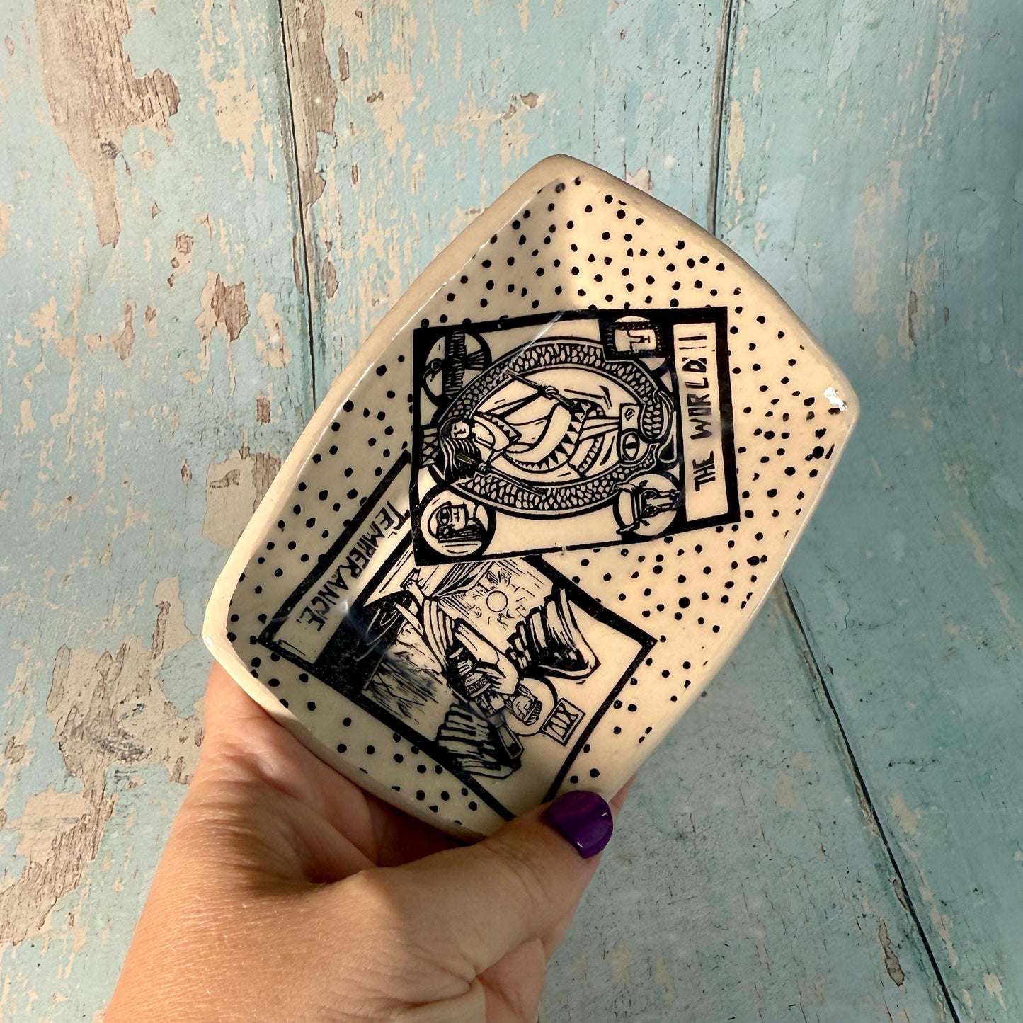 Tarot Card Jewellery Dish, Handmade Ceramic Pot