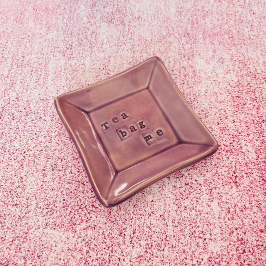 Purple Ceramic Dish, Tea Bag Holder
