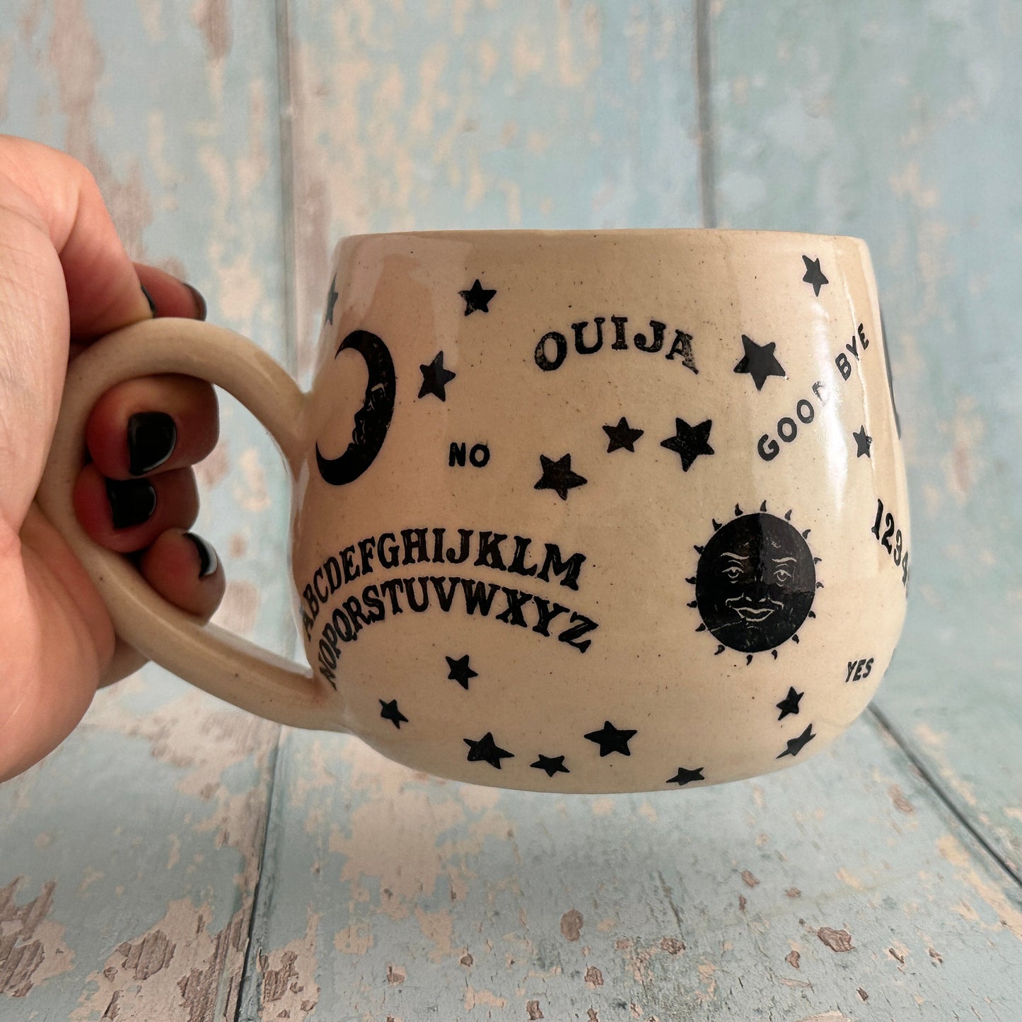 Halloween Ouija Mug, Handmade Ceramic Cup